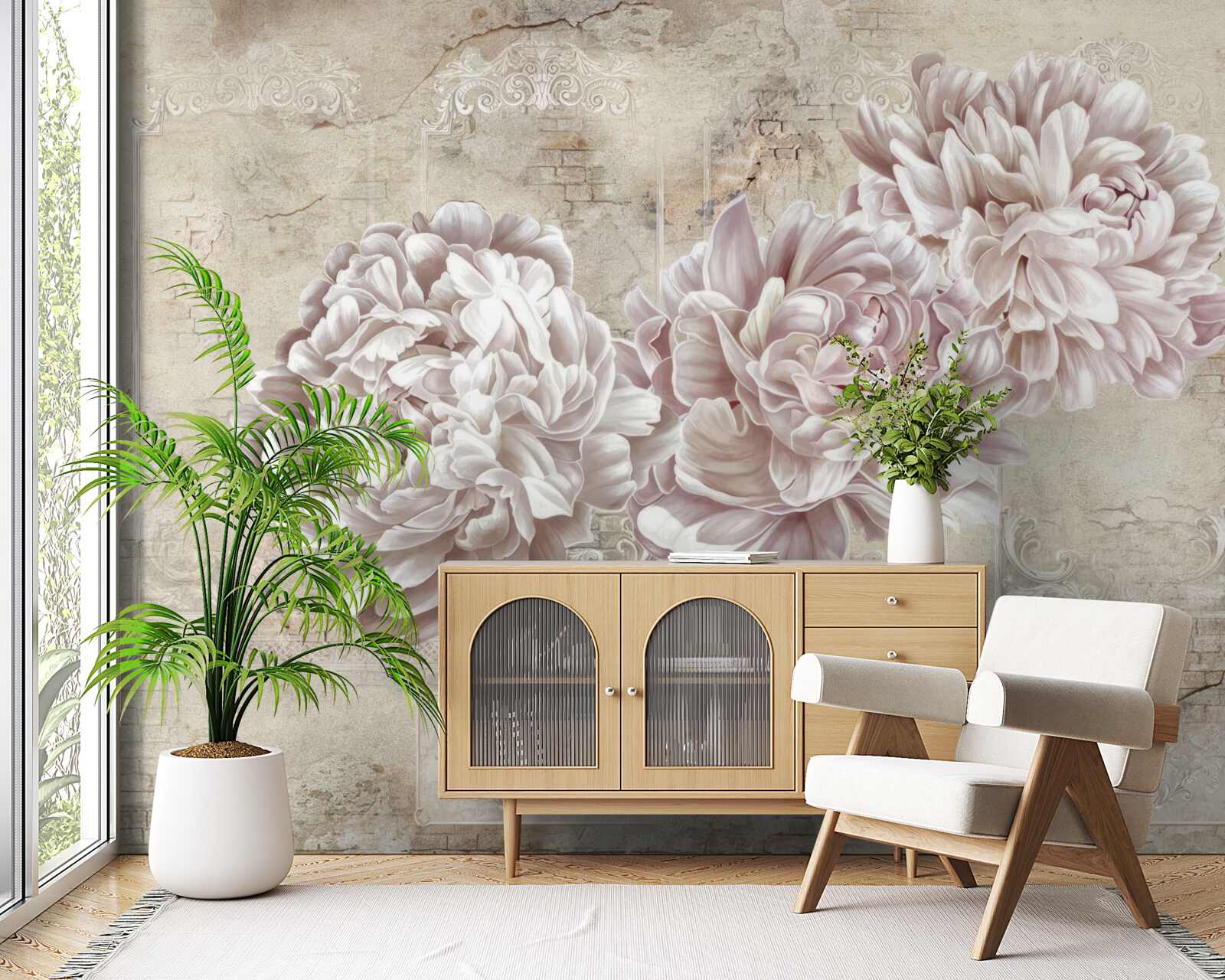 Fototapeta veľké svetlé pivonky