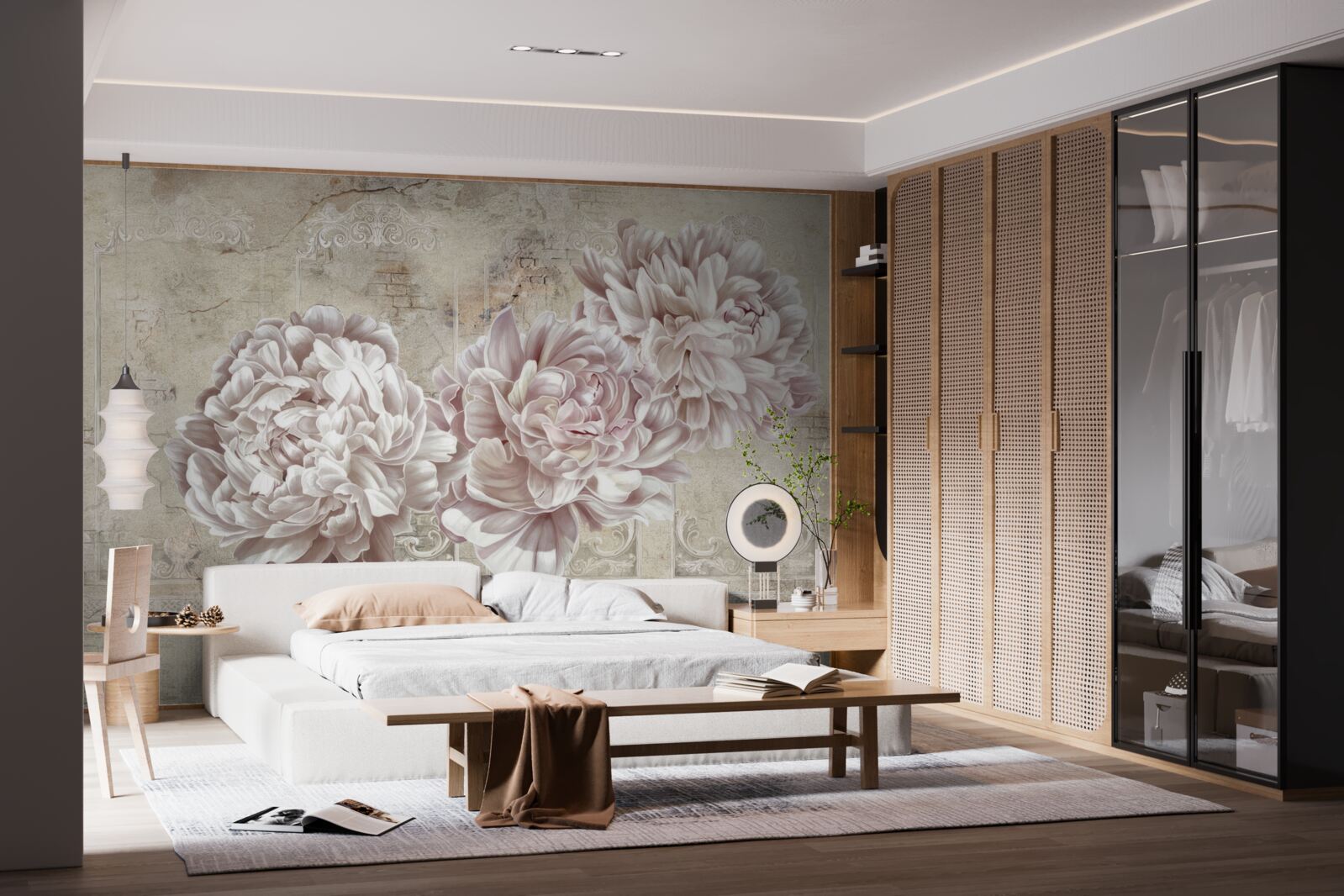 Fototapeta veľké svetlé pivonky