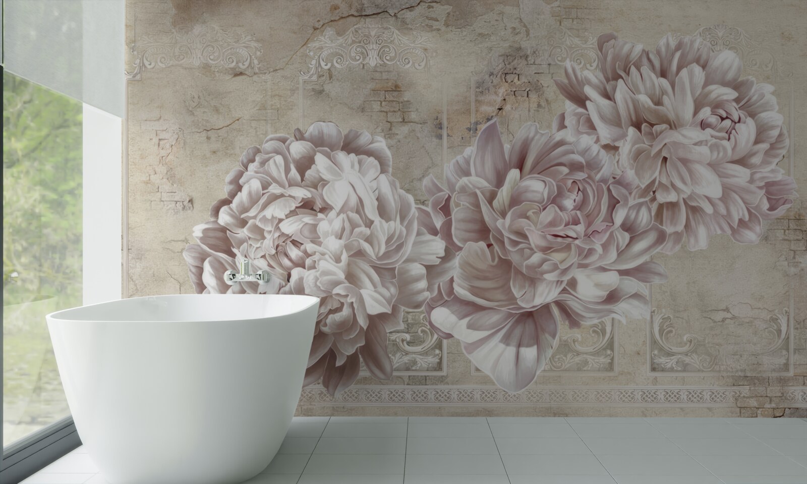 Fototapeta veľké svetlé pivonky