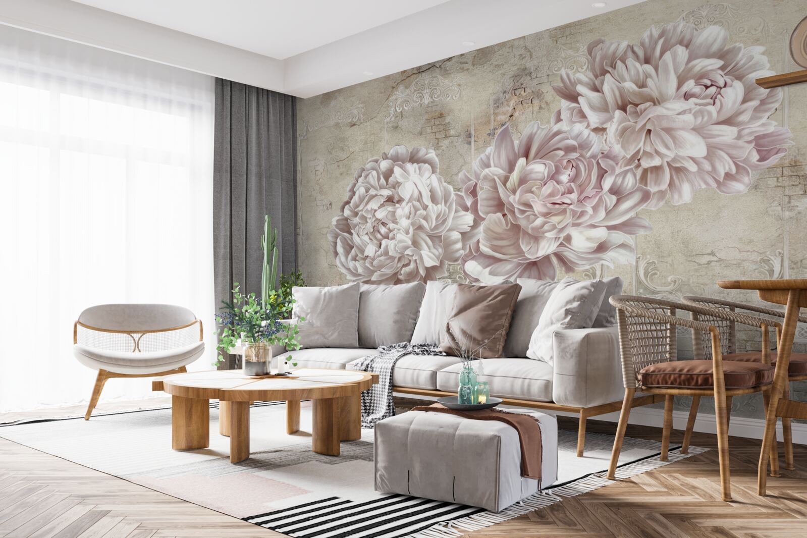 Fototapeta veľké svetlé pivonky