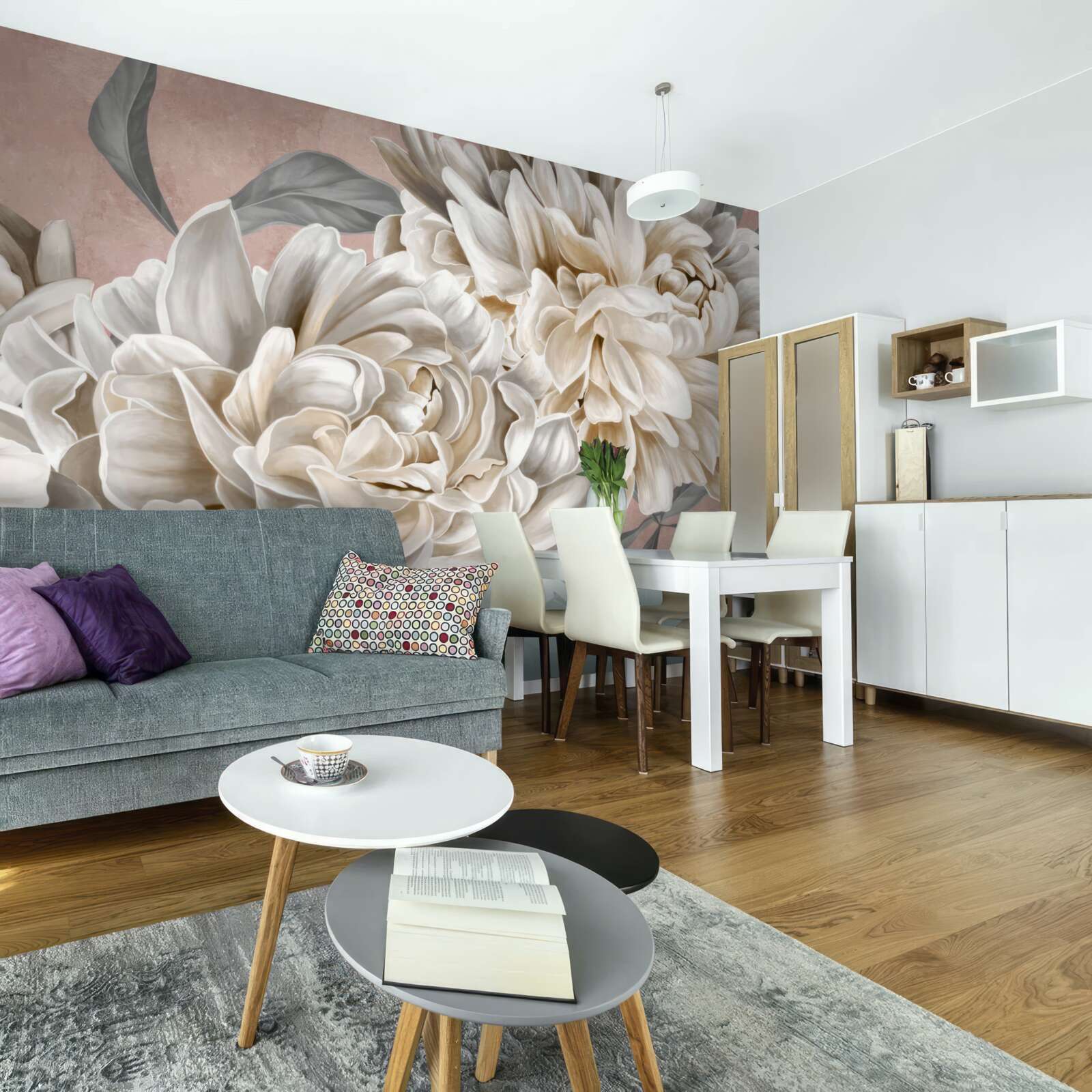 Fototapeta obrovské snehobiele pivonky