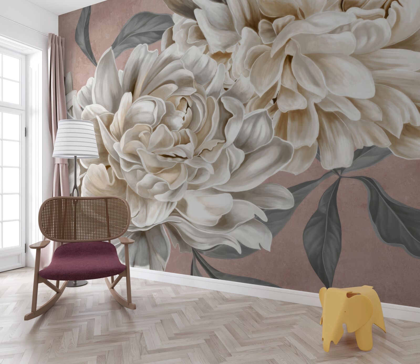 Fototapeta obrovské snehobiele pivonky