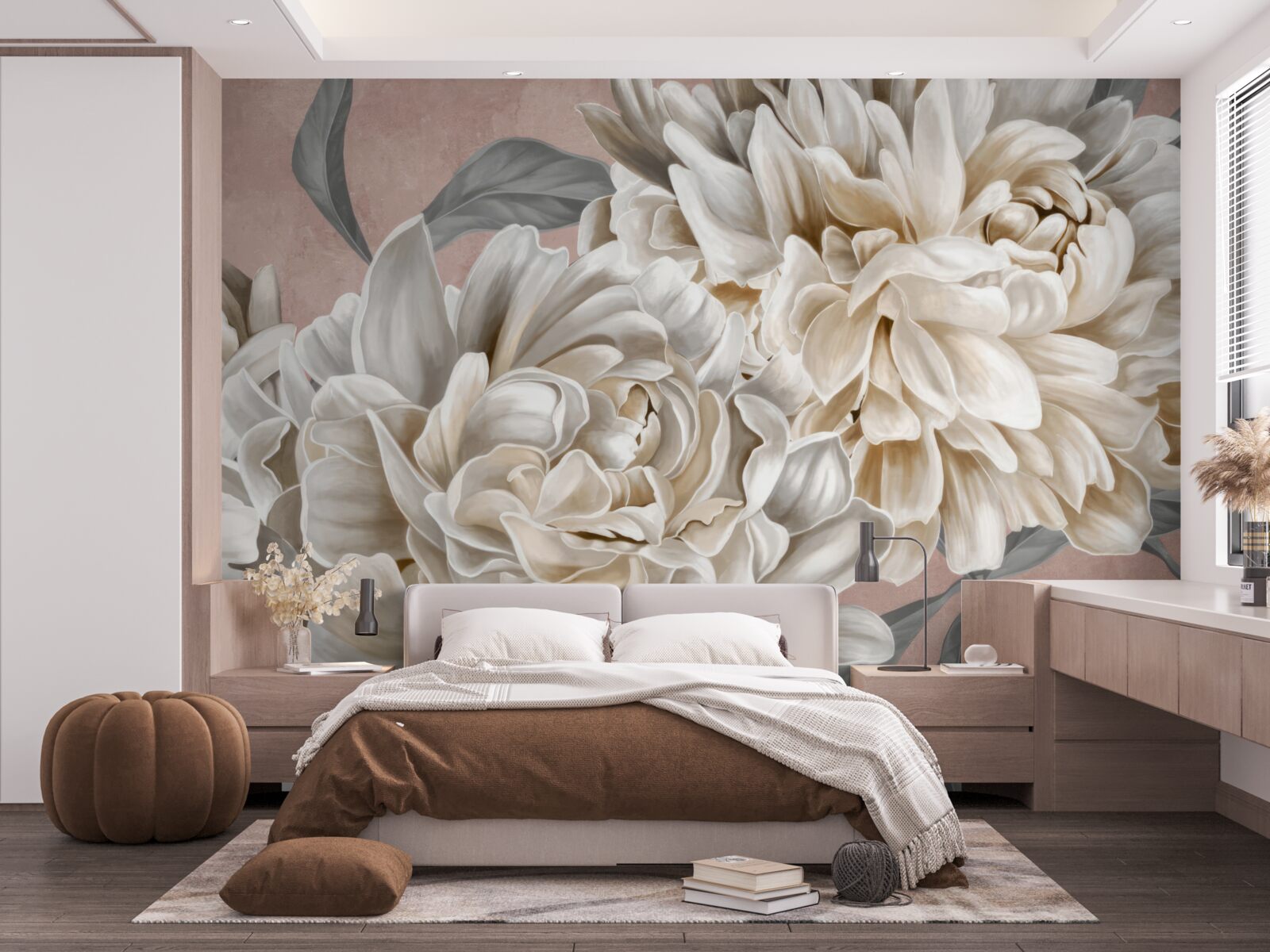 Fototapeta obrovské snehobiele pivonky