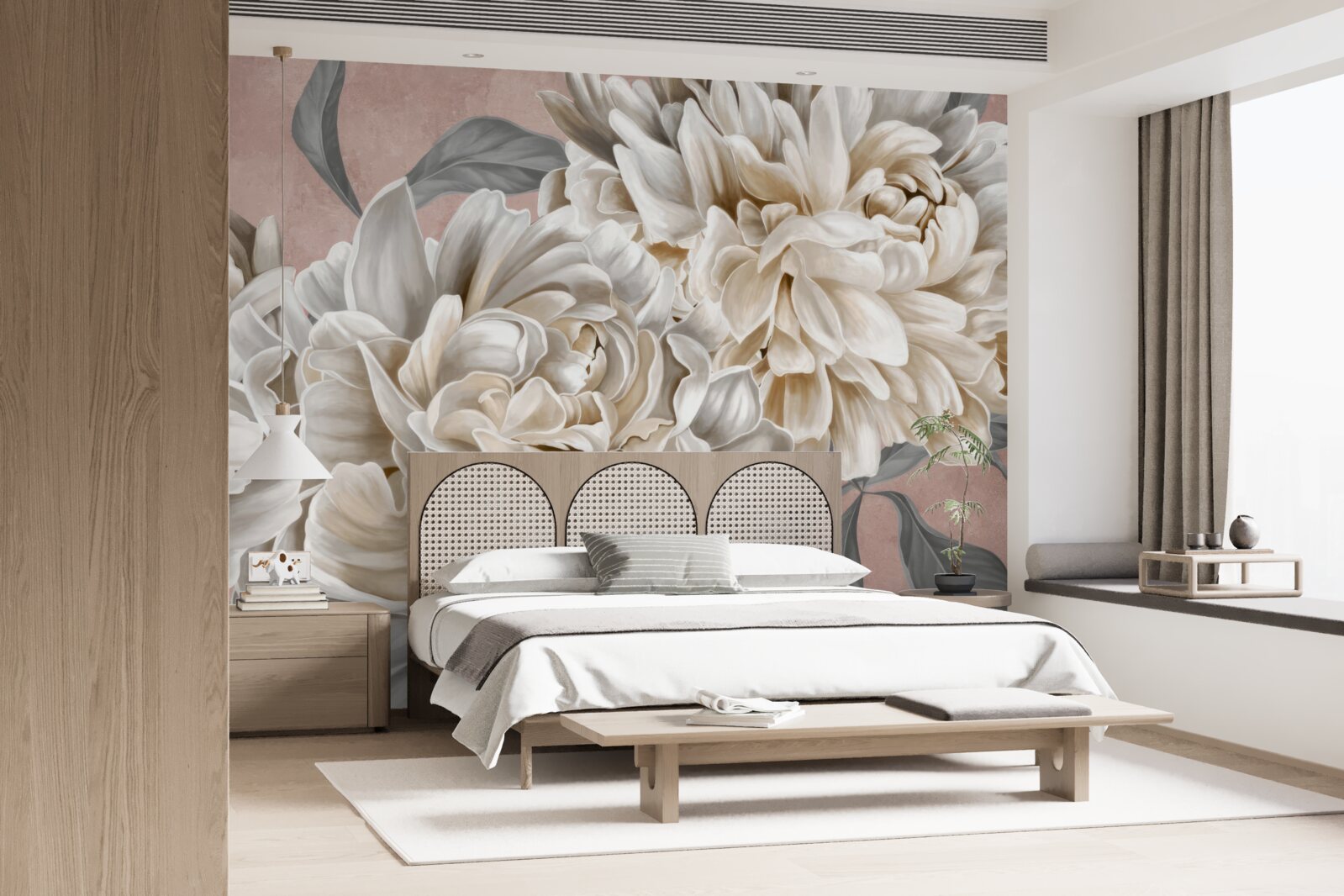 Fototapeta obrovské snehobiele pivonky