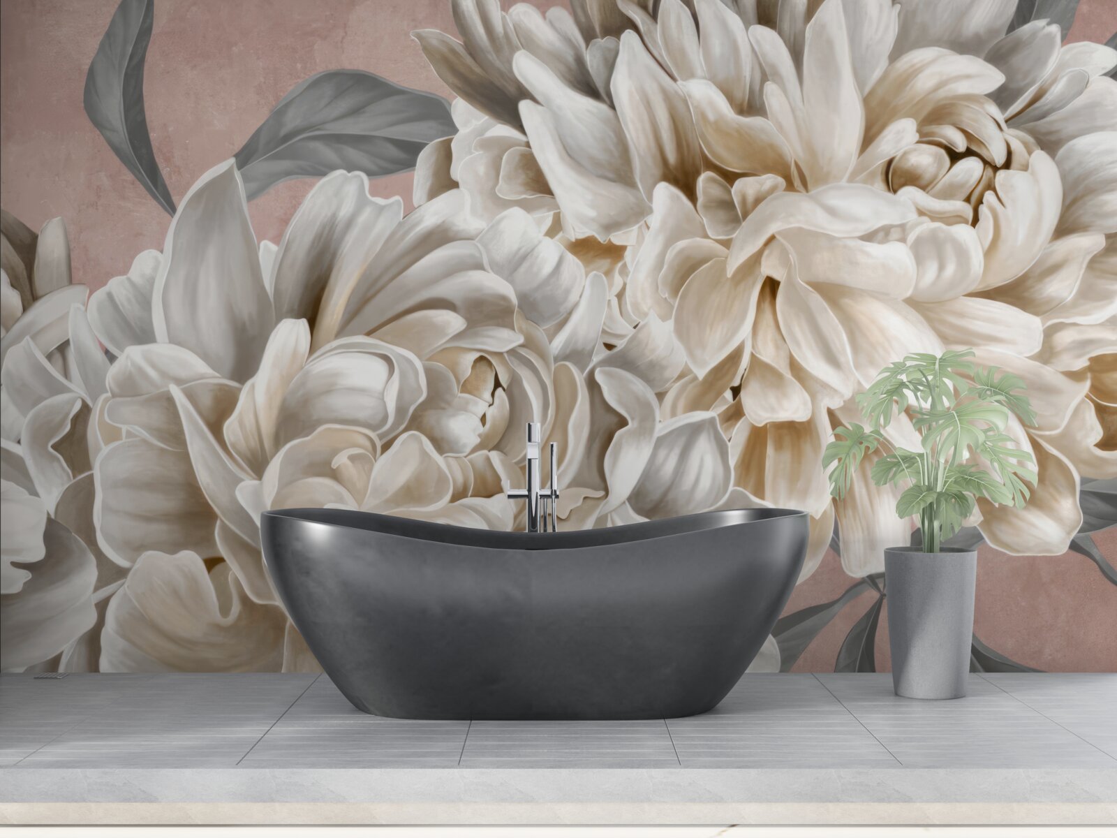 Fototapeta obrovské snehobiele pivonky