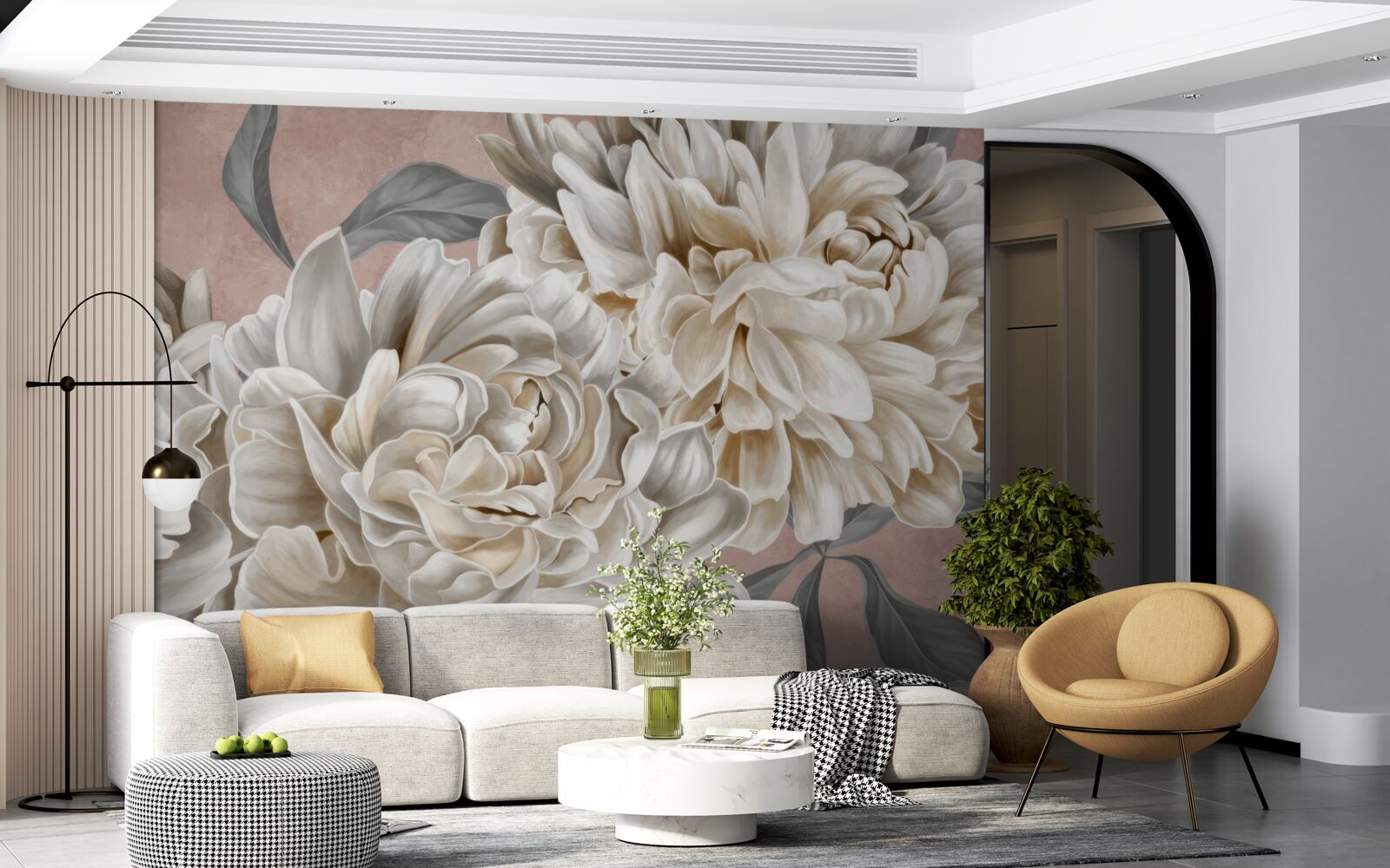 Fototapeta obrovské snehobiele pivonky