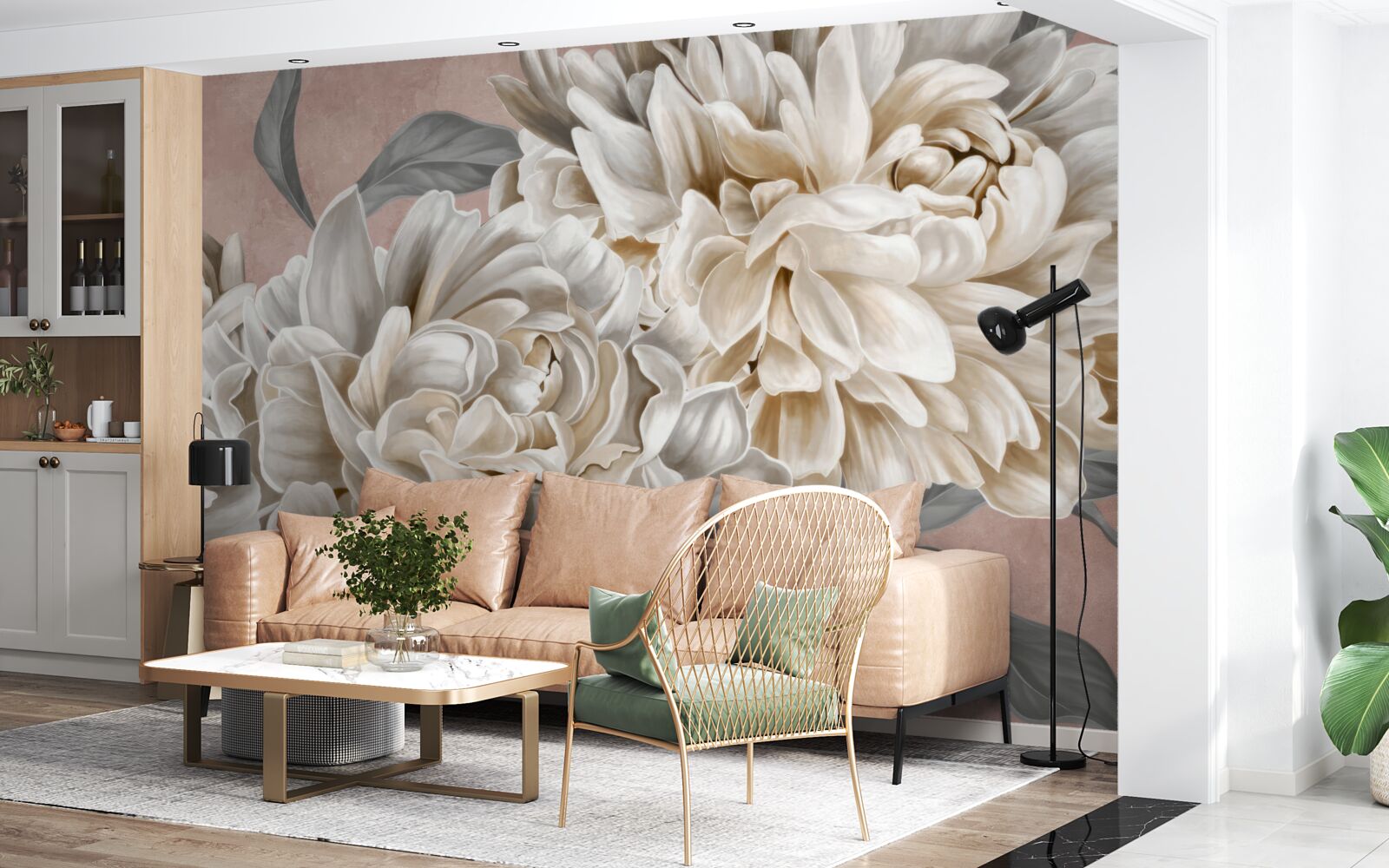 Fototapeta obrovské snehobiele pivonky