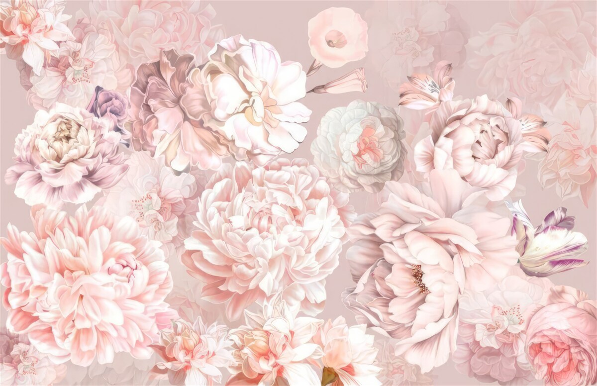 Fototapeta veľké kvety v pastelových farbách