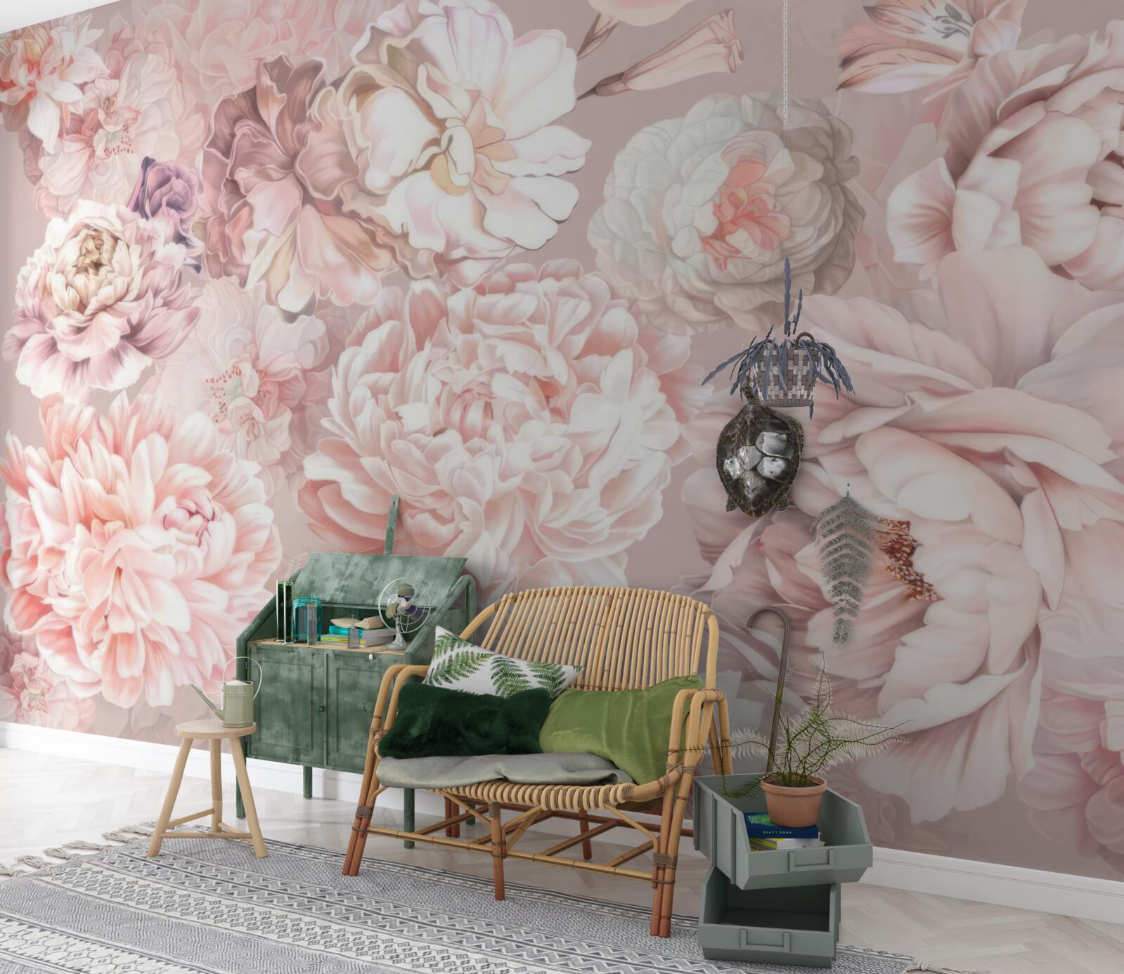 Fototapeta veľké kvety v pastelových farbách