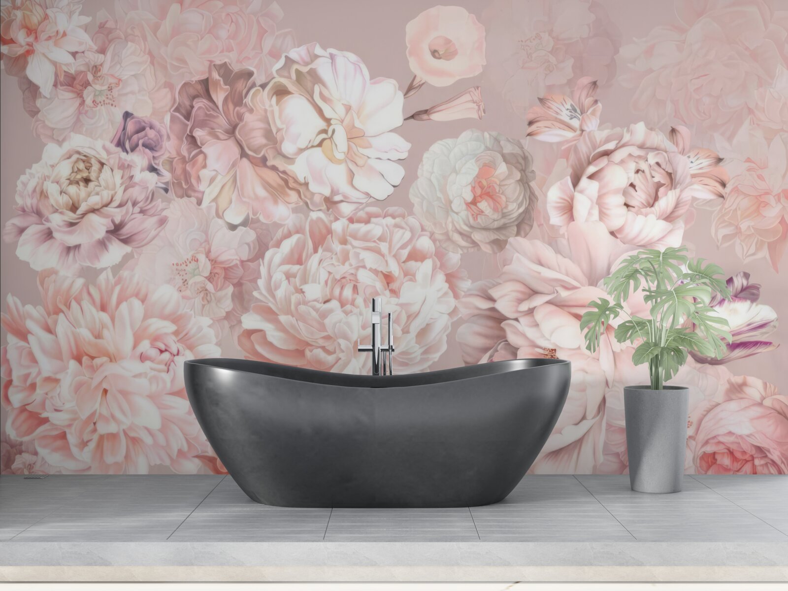 Fototapeta veľké kvety v pastelových farbách