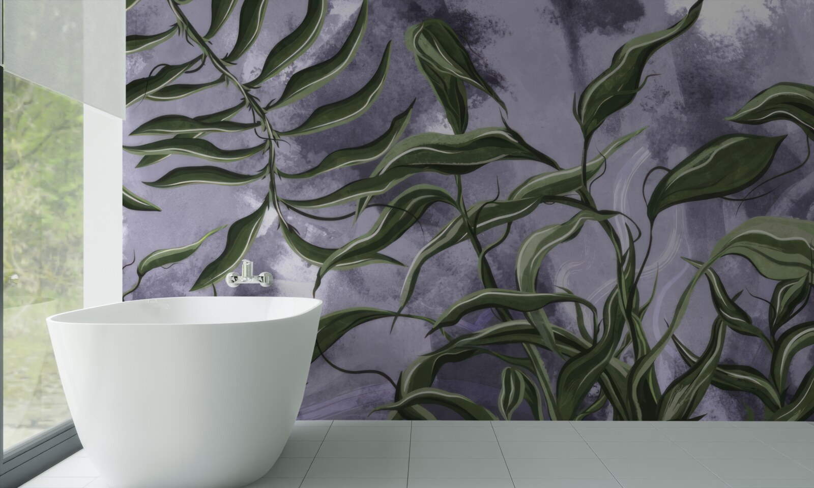 Fototapeta Pod vodou sú zelené listy paprade