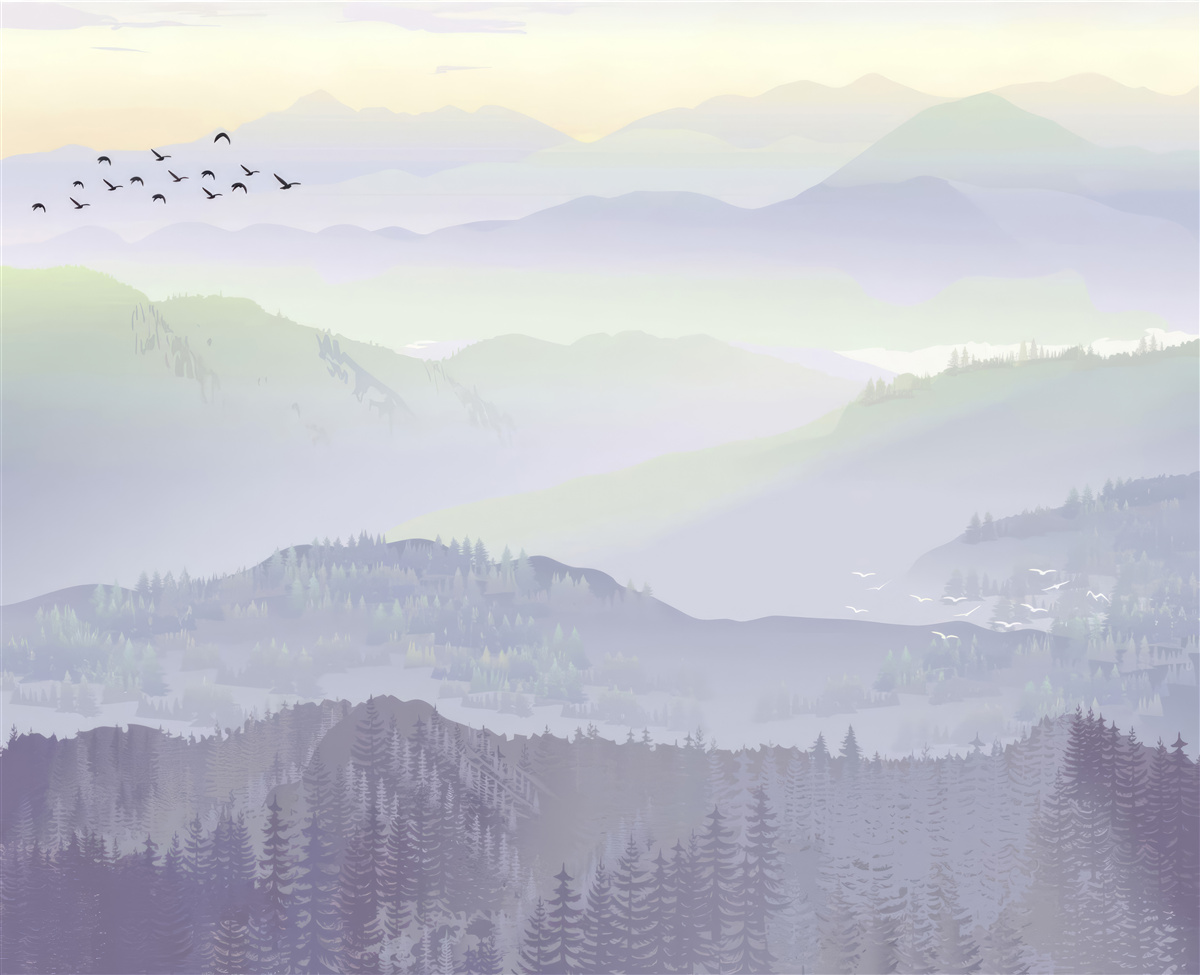 Fototapeta vtáky sa vracajú do spiaceho lesa