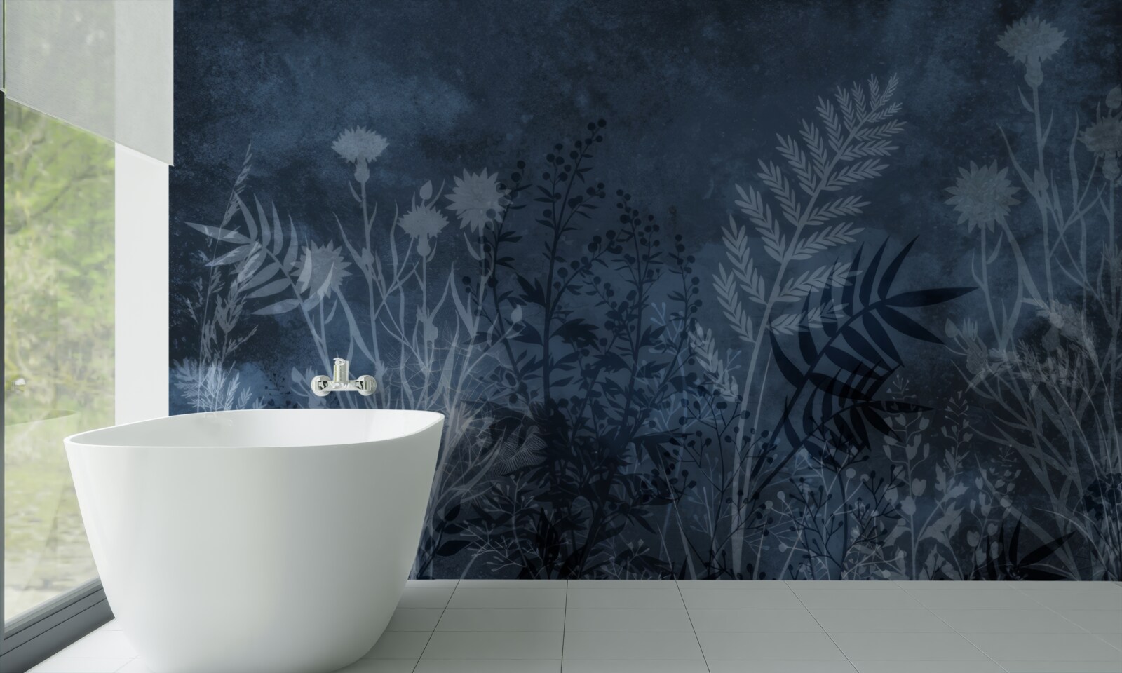 Fototapeta nočný mesiac osvetľuje lúku a rastliny