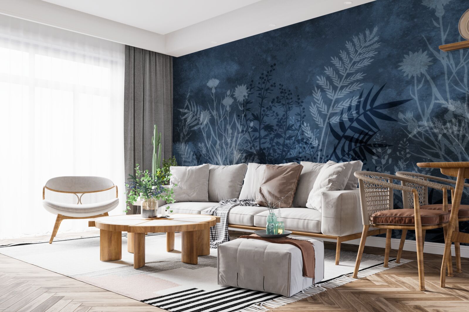 Fototapeta nočný mesiac osvetľuje lúku a rastliny