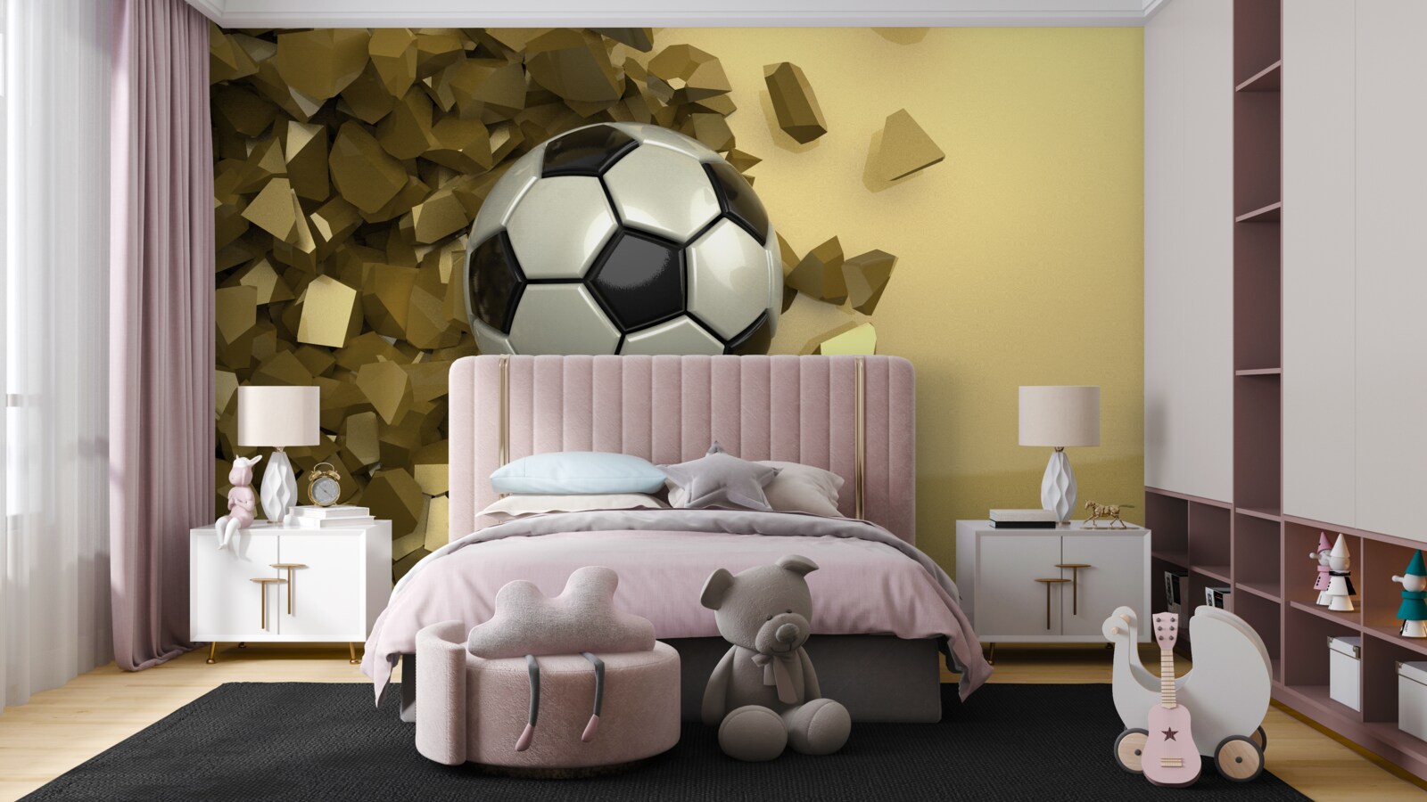 Fototapeta 3D objekty a futbal