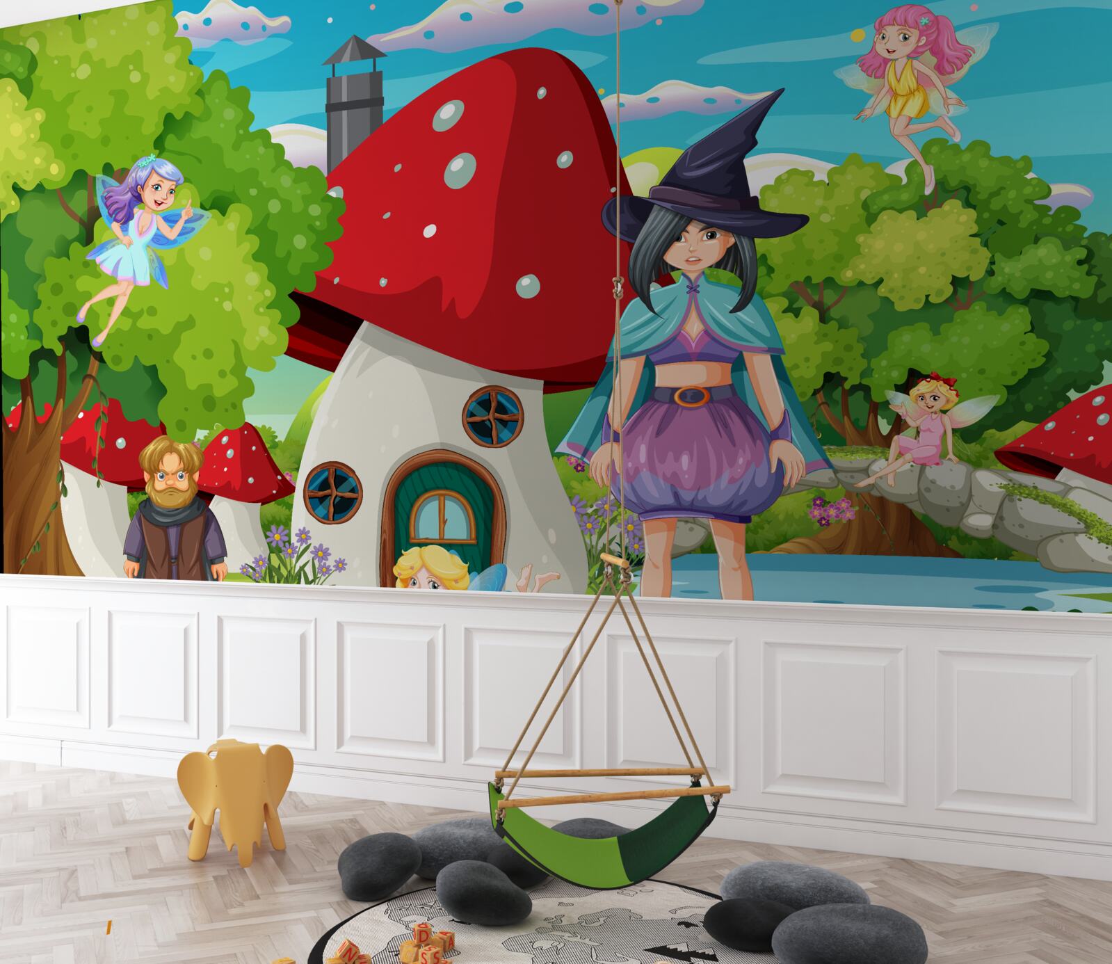 Fototapeta obyvatelia rozprávkového hríbového domčeka