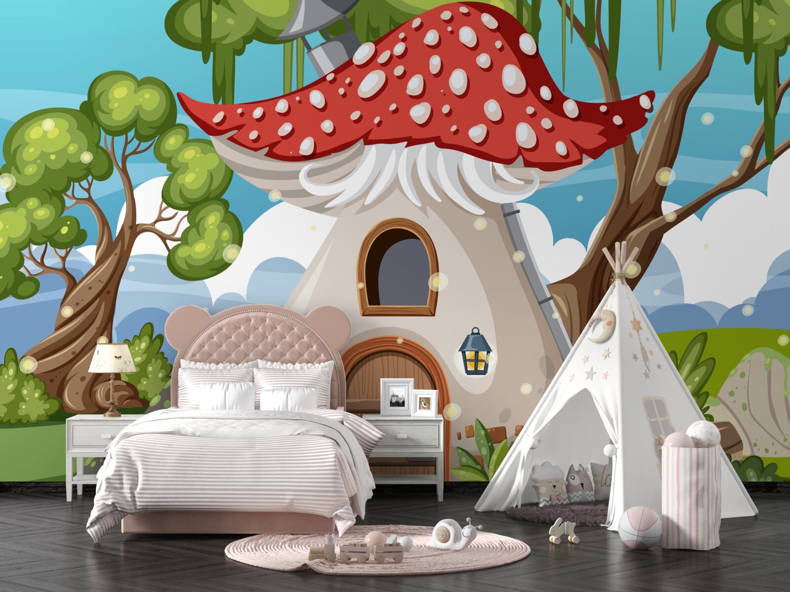 Fototapeta očarujúci hubový dom v púšti