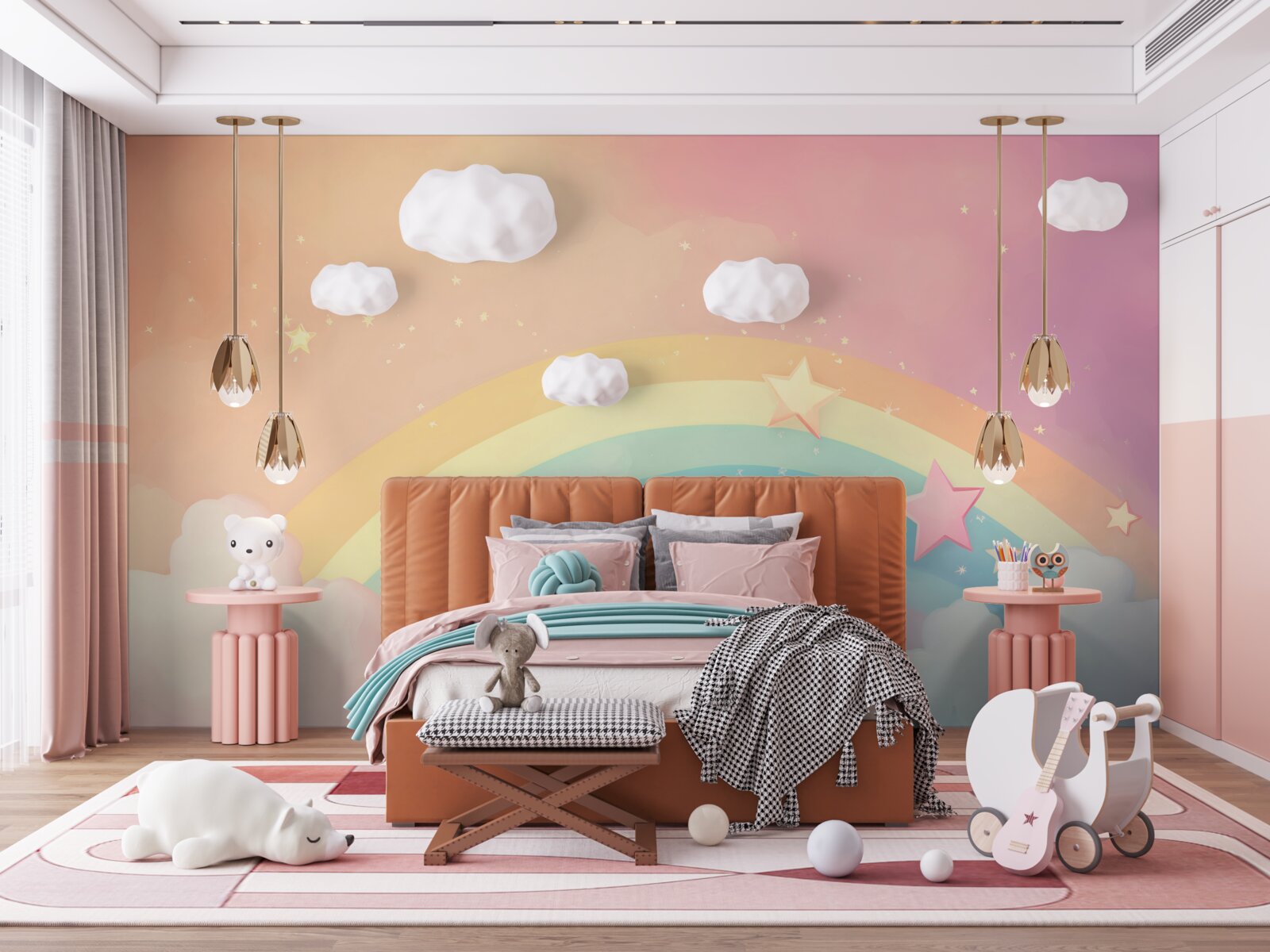 Fototapeta dúha žiariaca medzi oblakmi