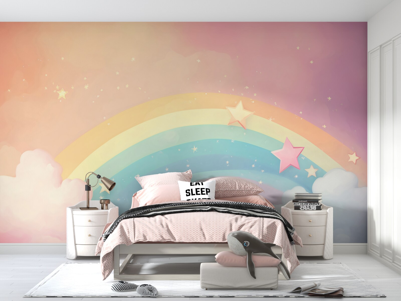 Fototapeta dúha žiariaca medzi oblakmi