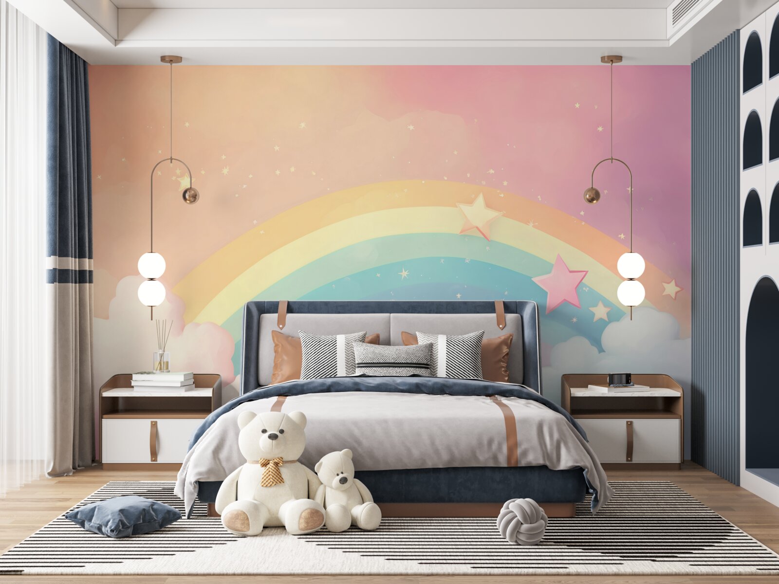 Fototapeta dúha žiariaca medzi oblakmi