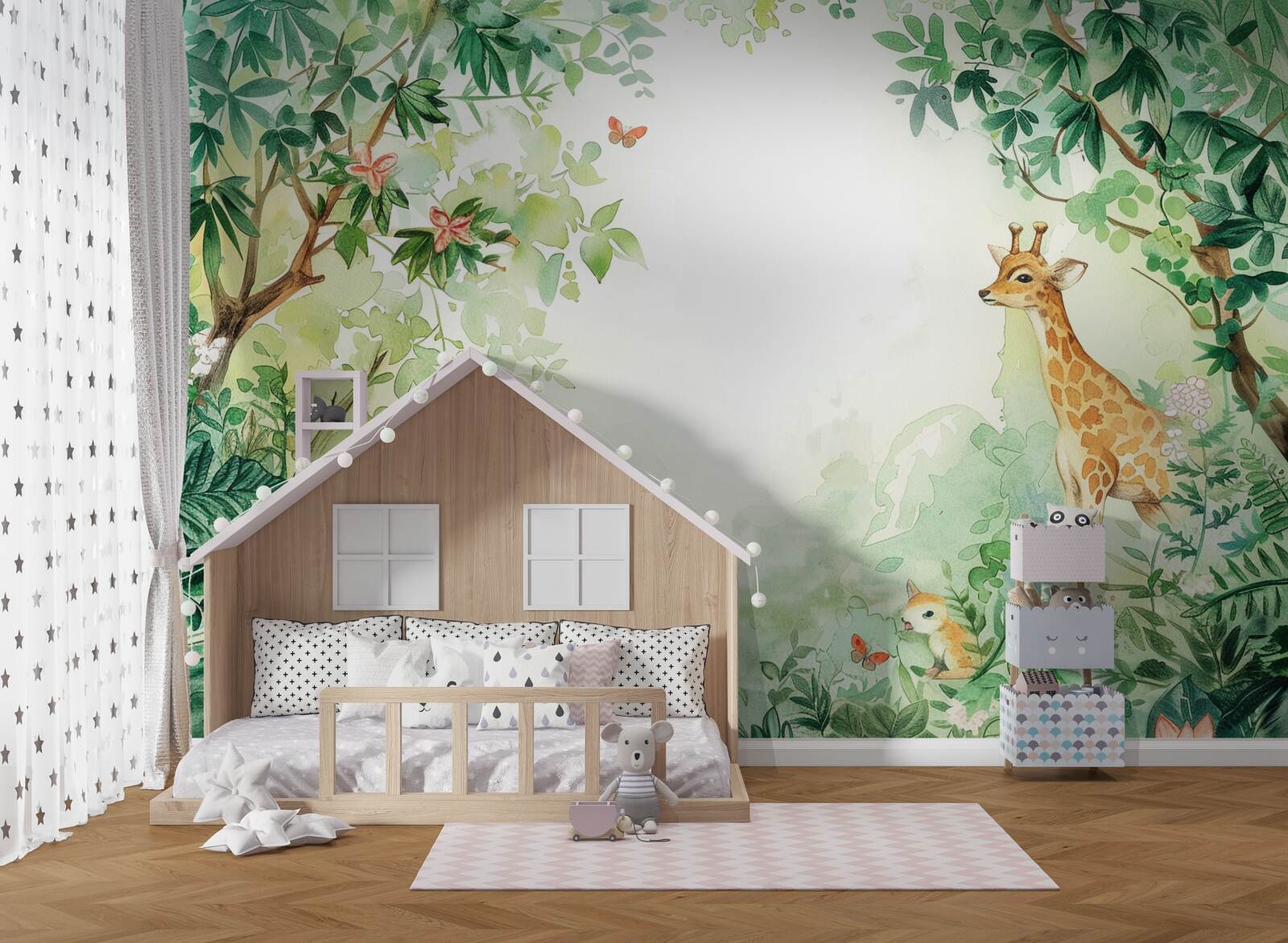 Fototapeta Žirafa a jeleň stoja oproti sebe