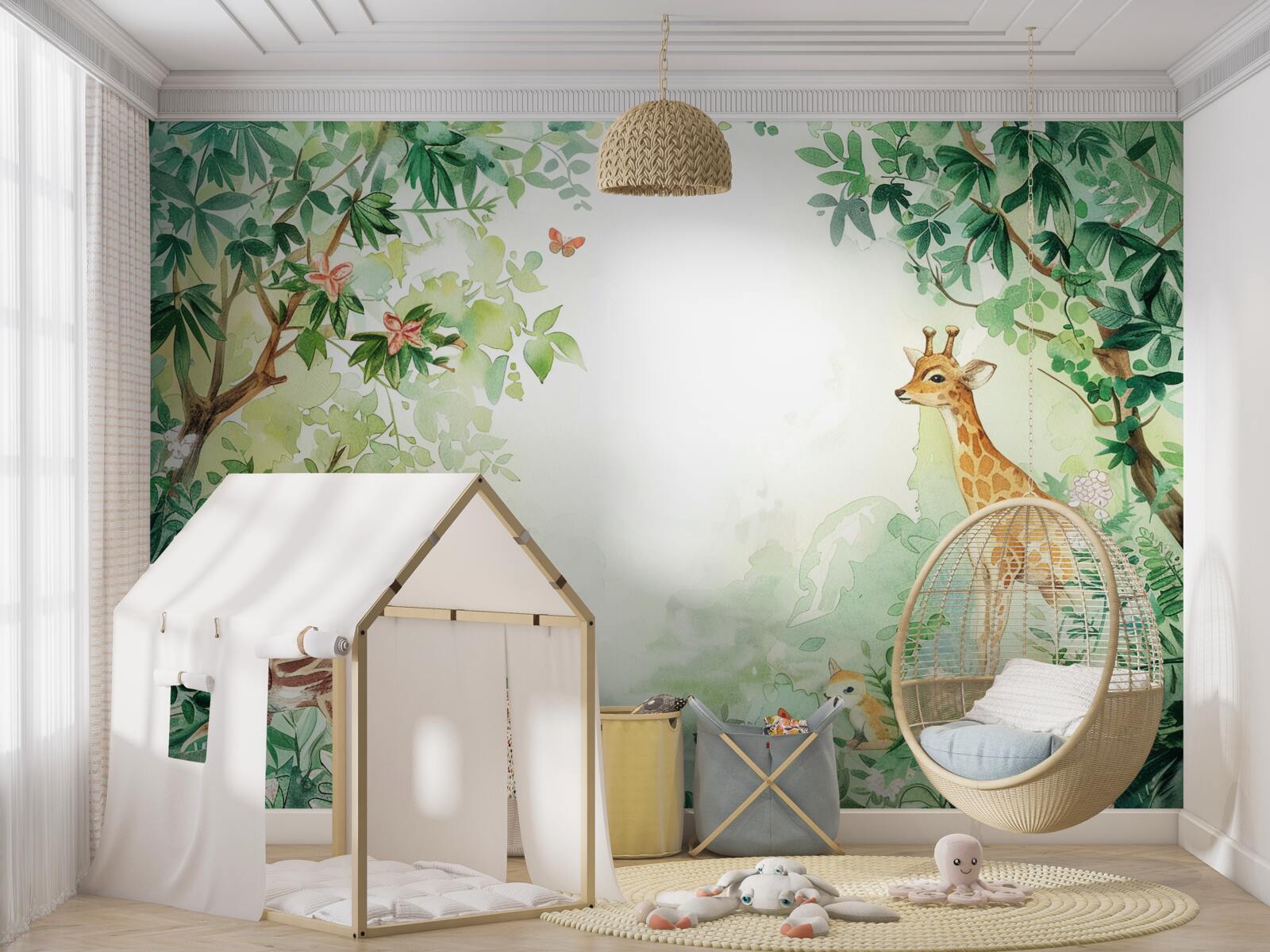 Fototapeta Žirafa a jeleň stoja oproti sebe