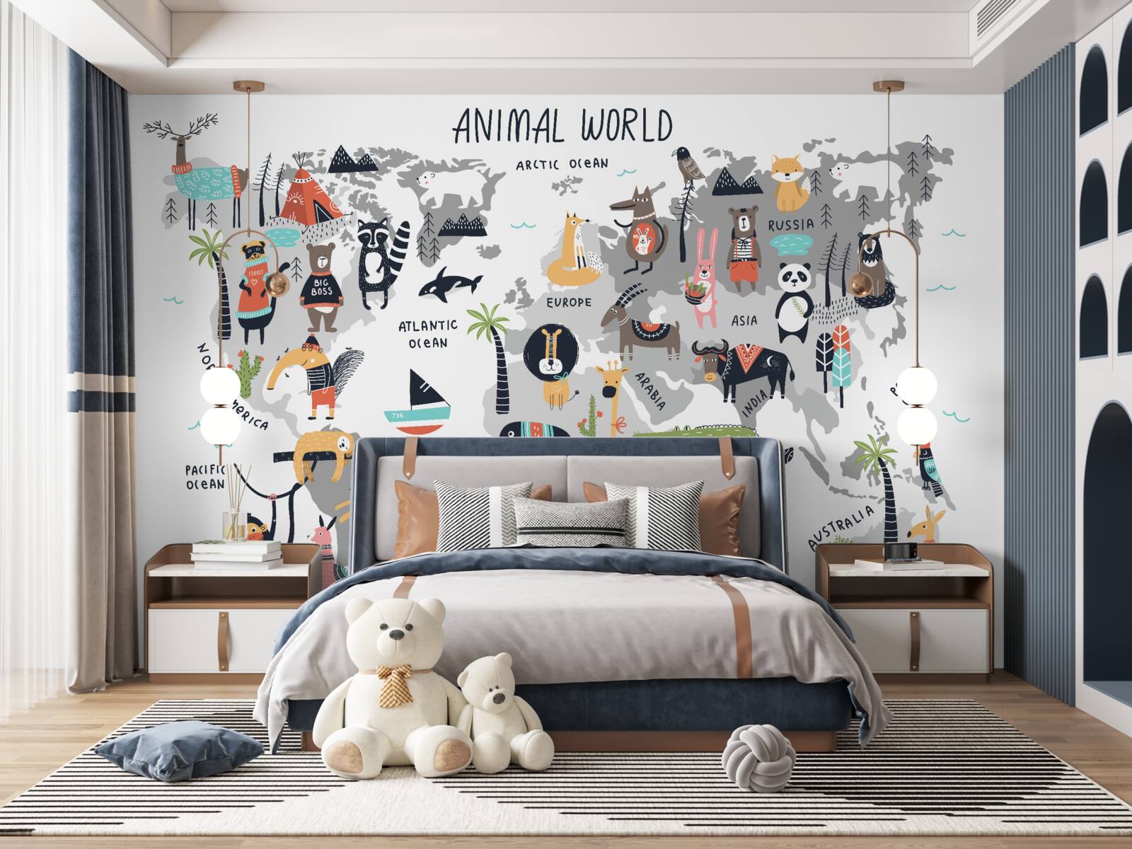 Fototapeta mapa najdôležitejších zvierat na svete