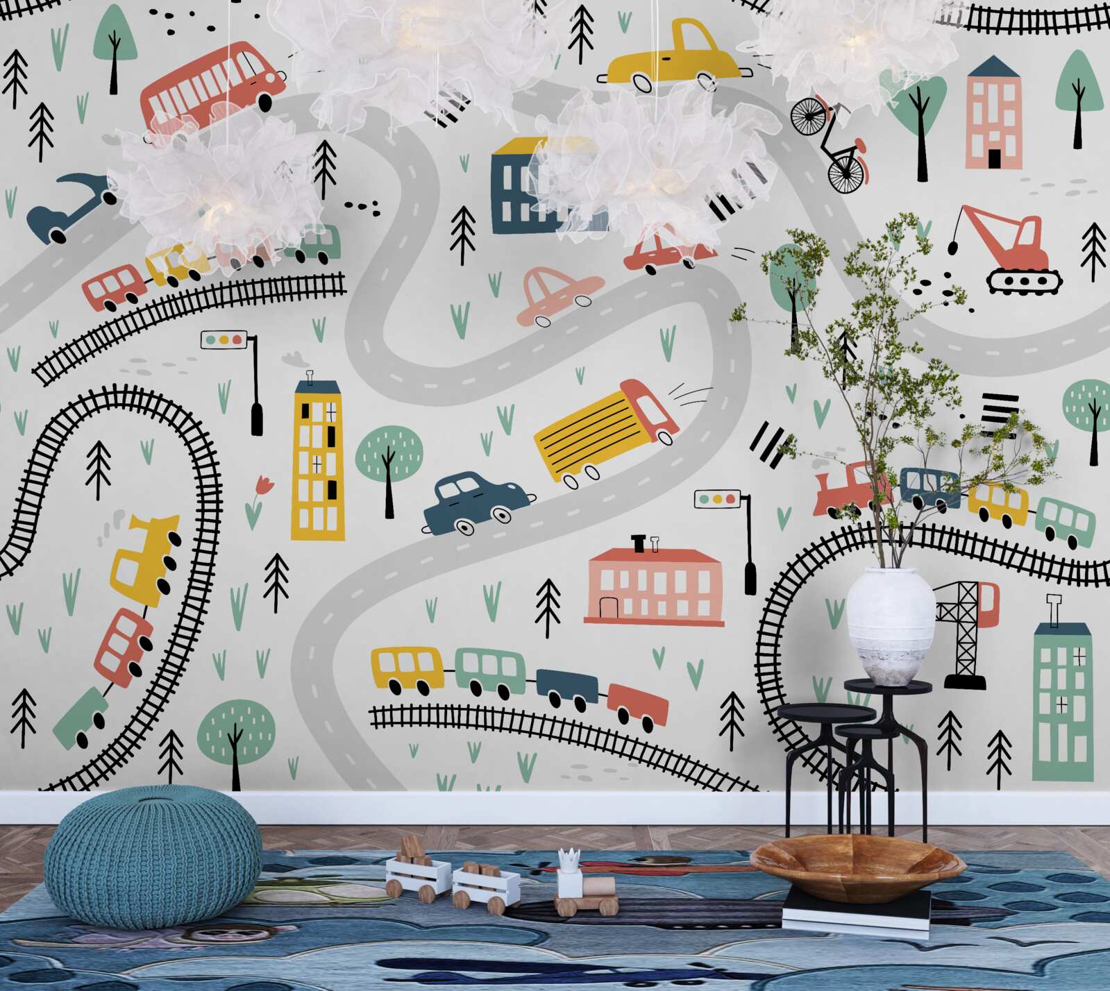 Fototapeta obývaná oblasť s ulicami a dopravným systémom