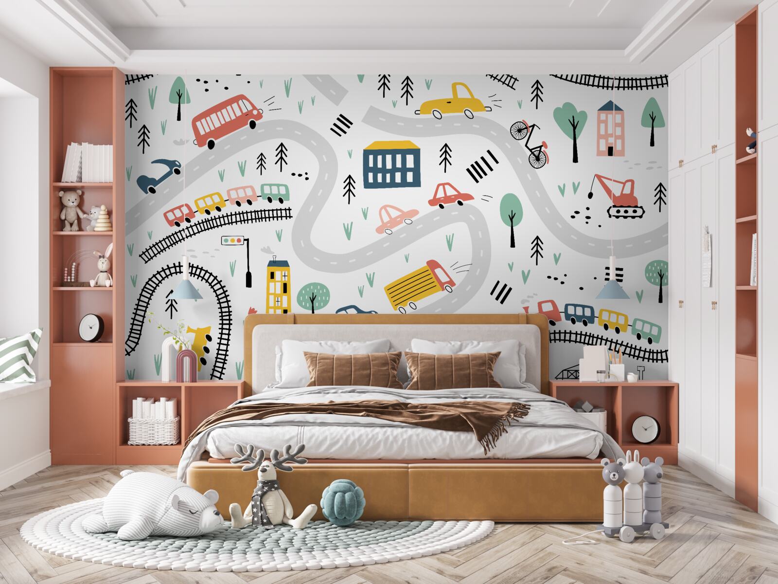 Fototapeta obývaná oblasť s ulicami a dopravným systémom