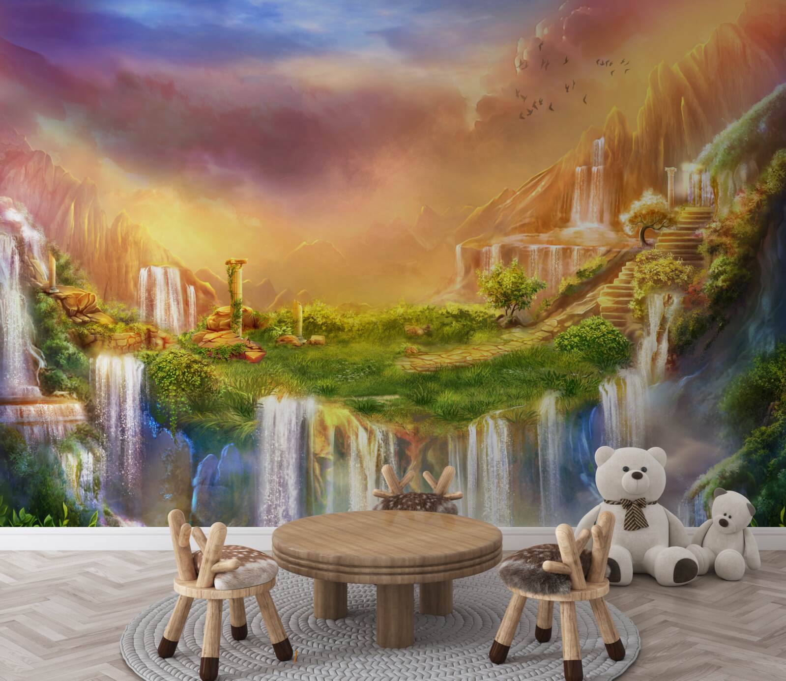 Fototapeta magická krajina s kaskádovými vodopádmi