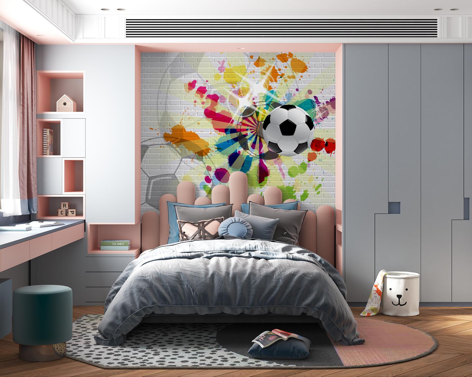 Fototapeta na stene je fotografia futbalovej lopty pokrytej kvetmi