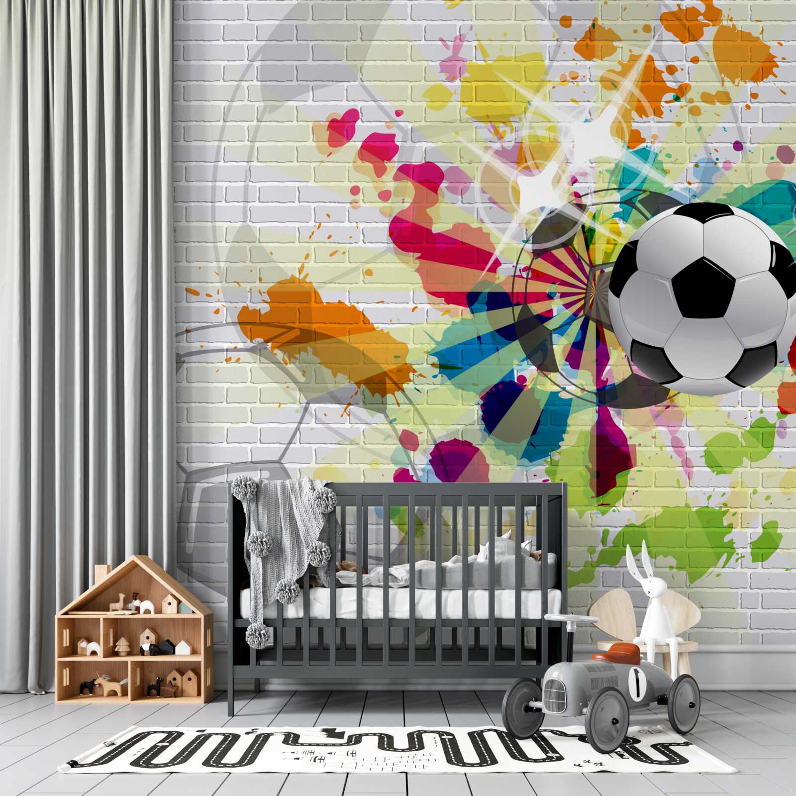 Fototapeta na stene je fotografia futbalovej lopty pokrytej kvetmi