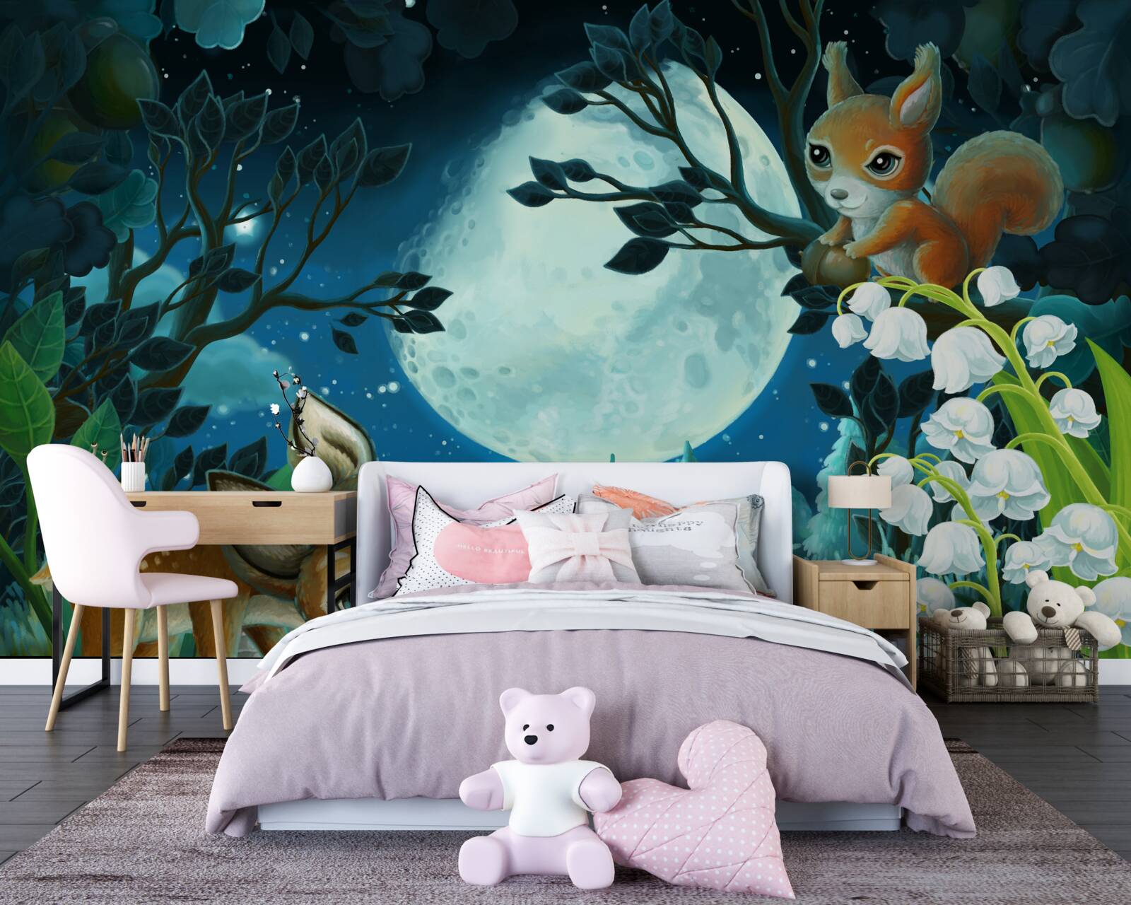 Fototapeta jeleň praje veveričke dobrú noc