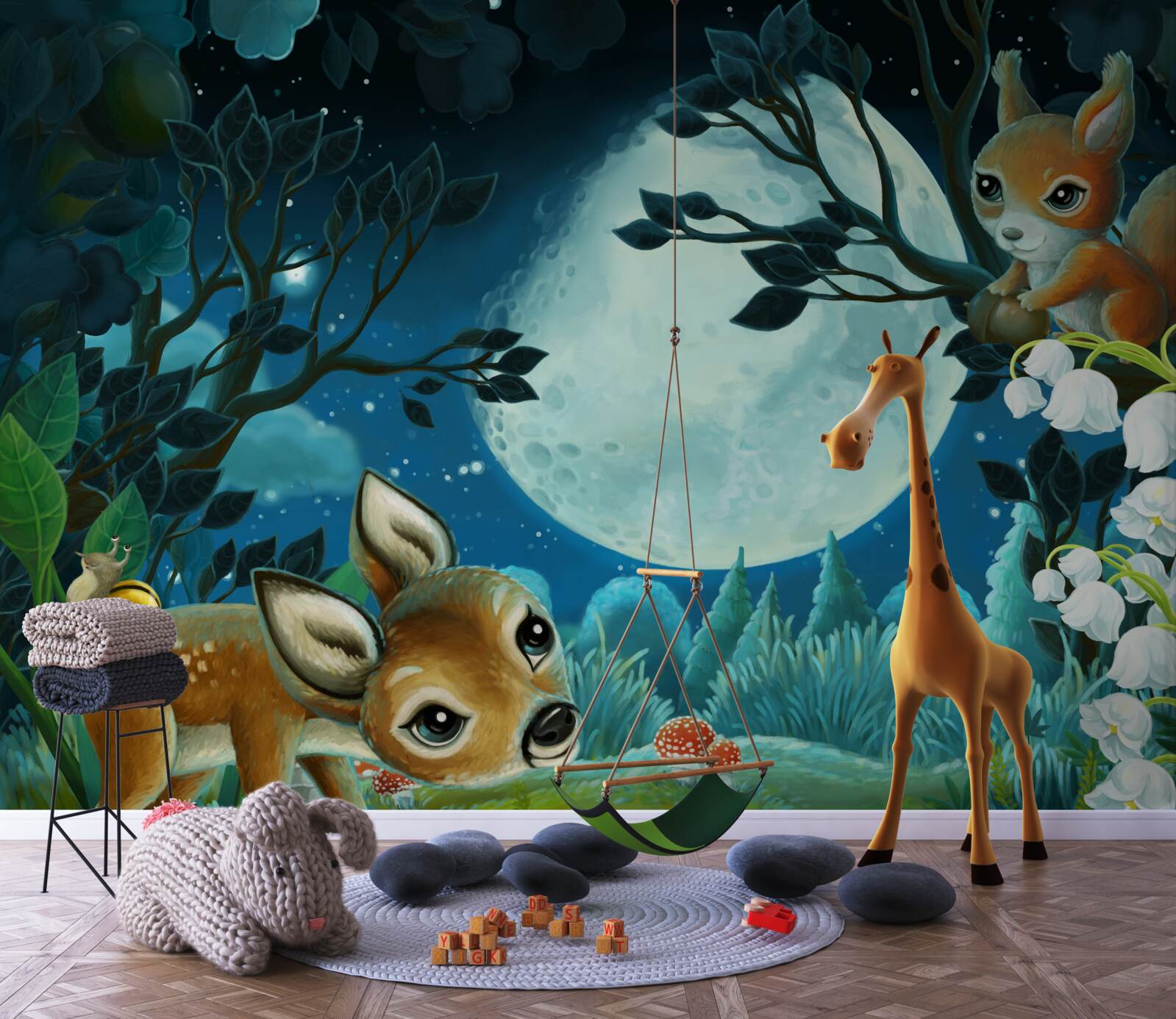 Fototapeta jeleň praje veveričke dobrú noc