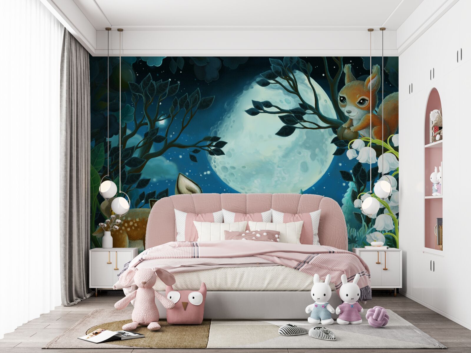 Fototapeta jeleň praje veveričke dobrú noc