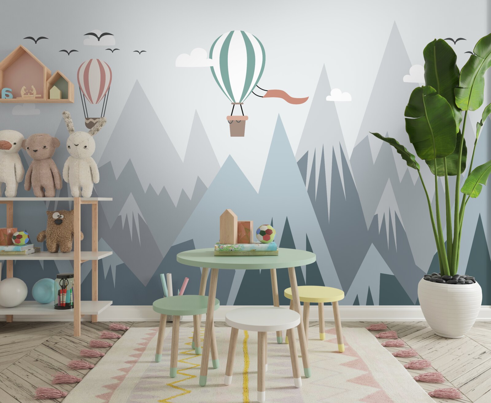 Fototapeta ponad hory lietali teplovzdušné balóny