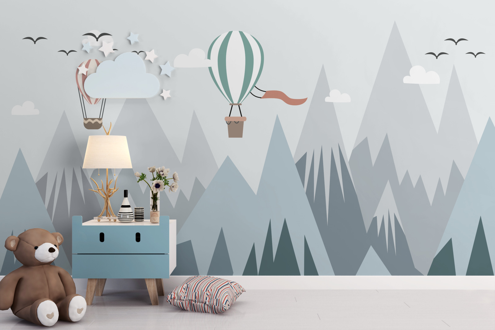 Fototapeta ponad hory lietali teplovzdušné balóny