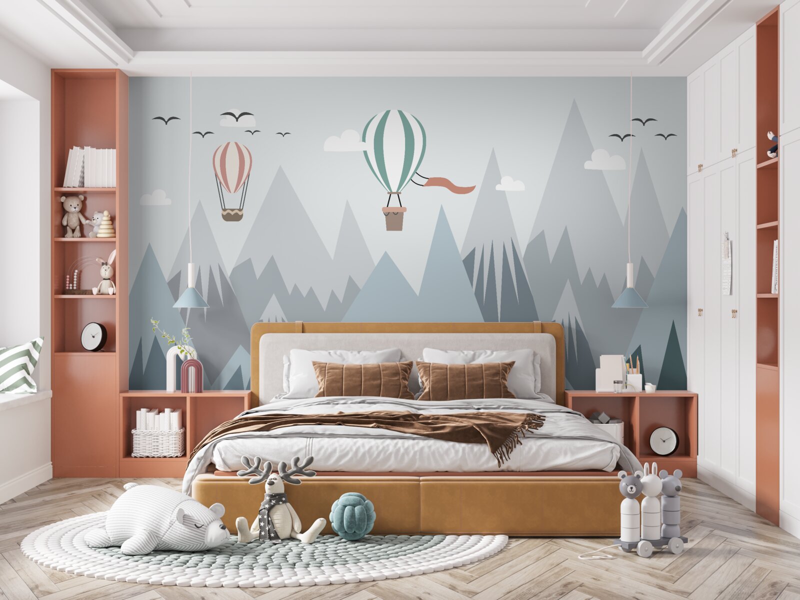 Fototapeta ponad hory lietali teplovzdušné balóny