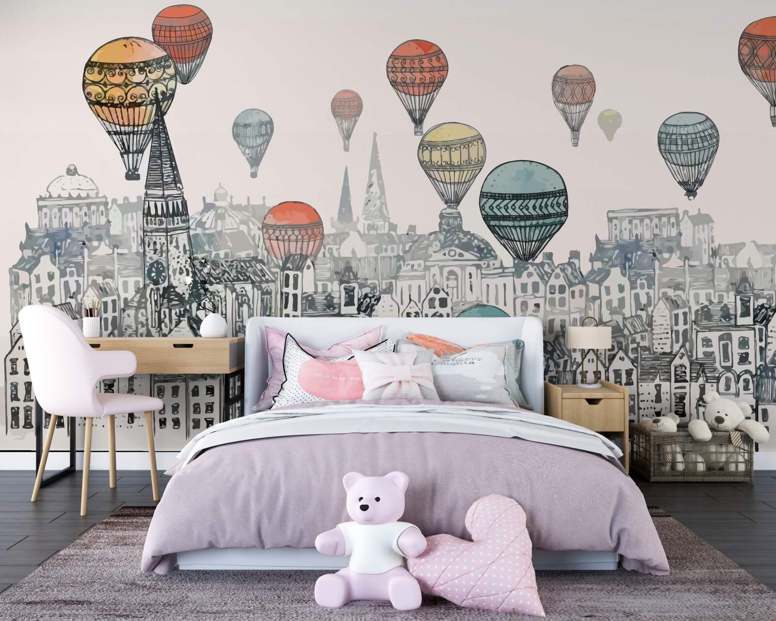 Fototapeta nad mestom plávajú balóny