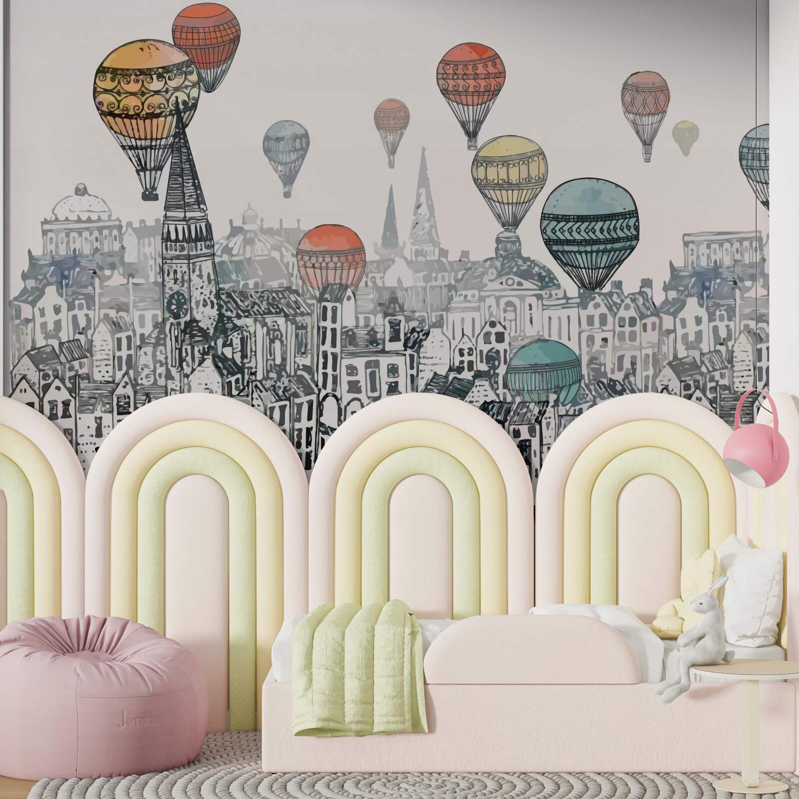 Fototapeta nad mestom plávajú balóny