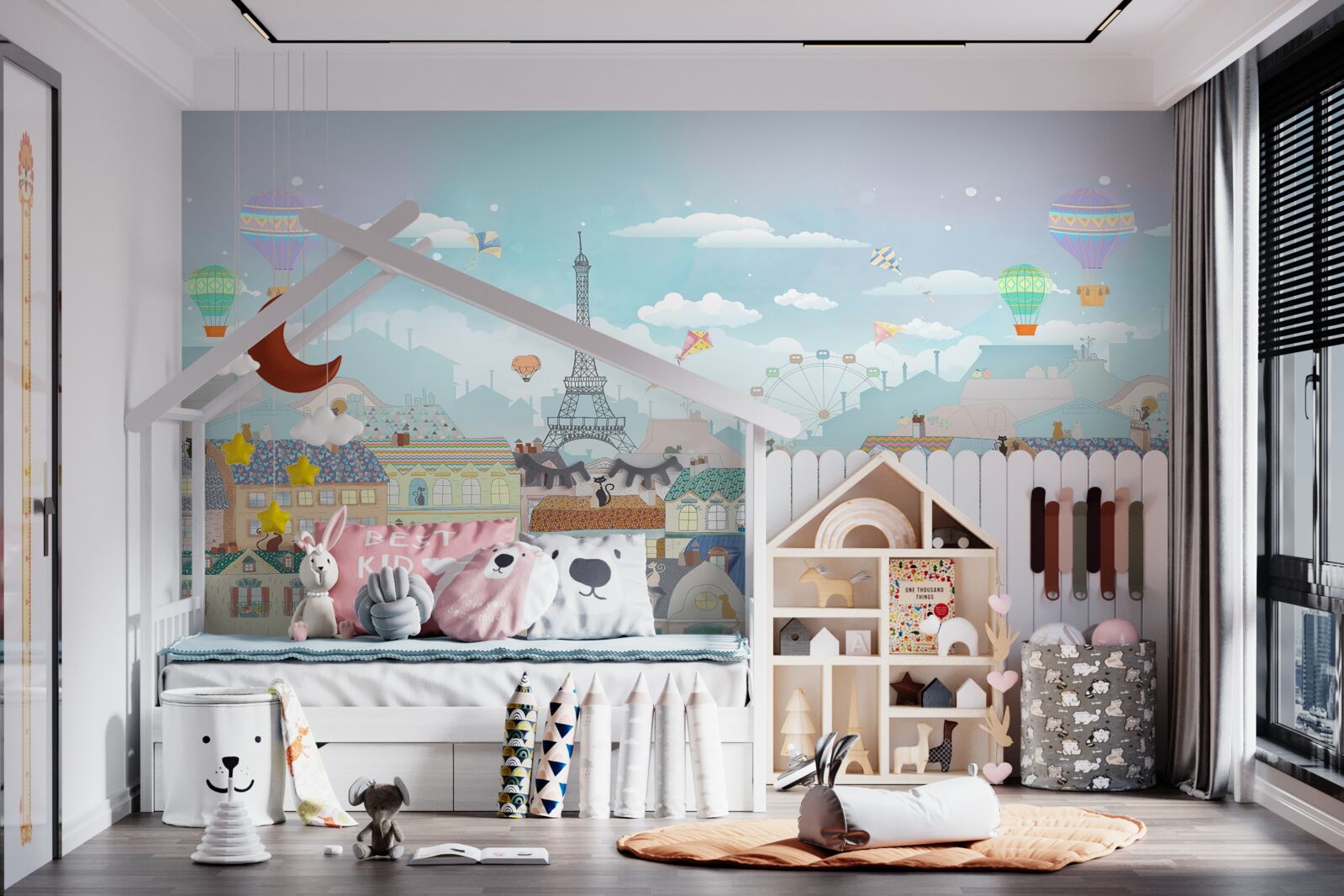 Fototapeta malé mačky na strechách mestských budov