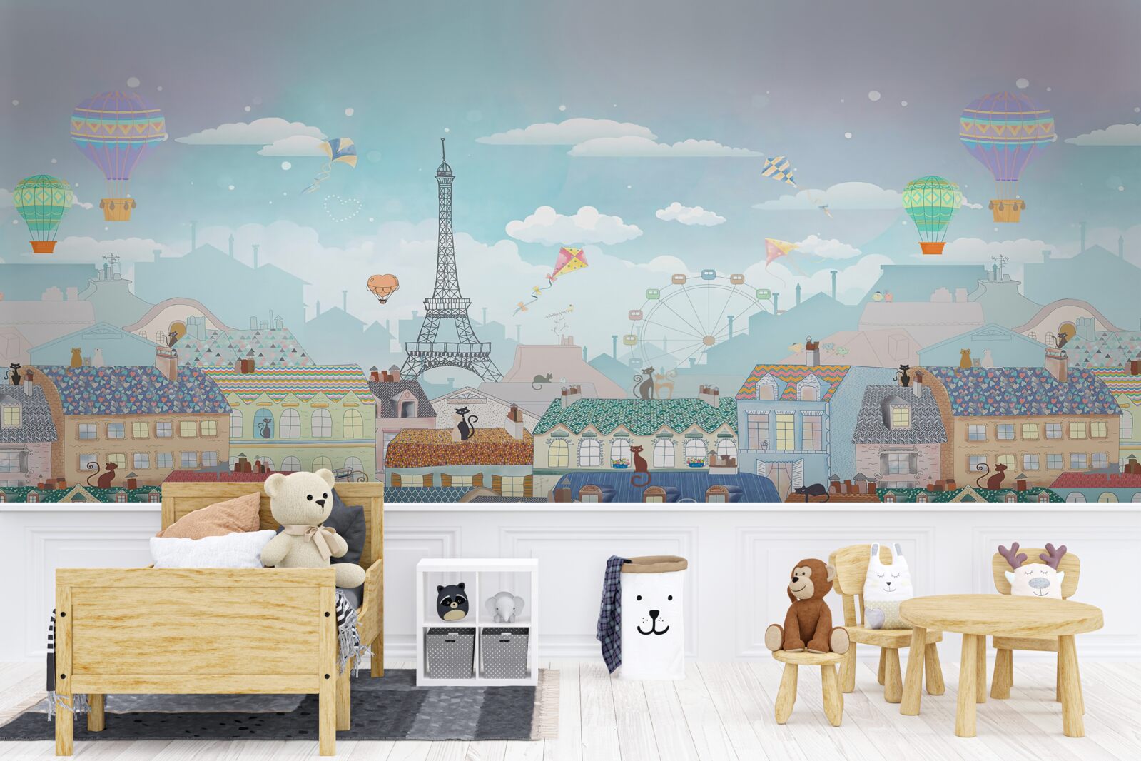 Fototapeta malé mačky na strechách mestských budov