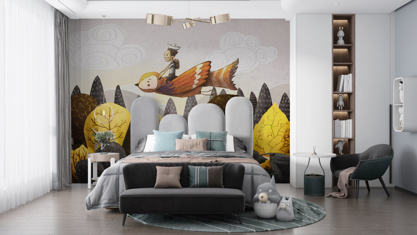 Fototapeta mladý muž jazdí na vtákovi