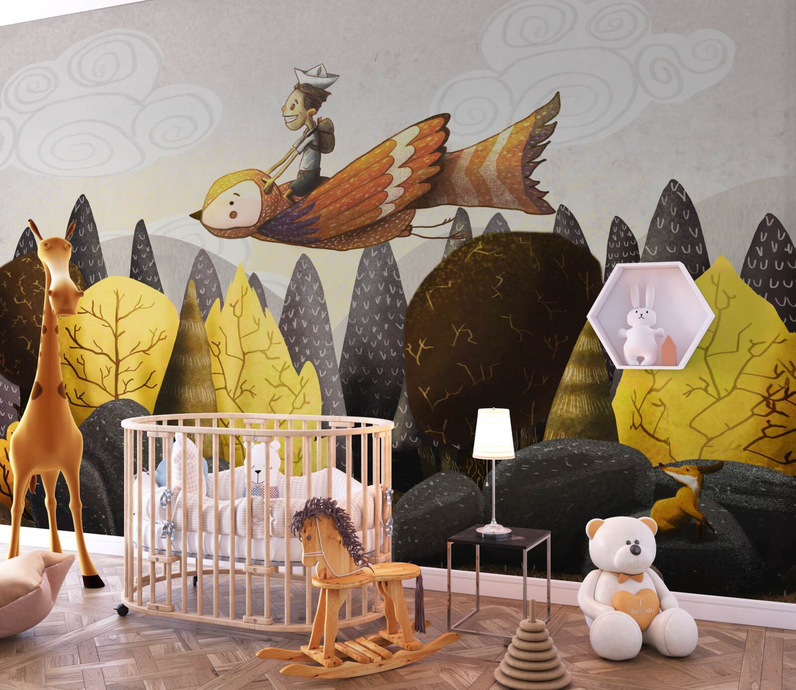 Fototapeta mladý muž jazdí na vtákovi