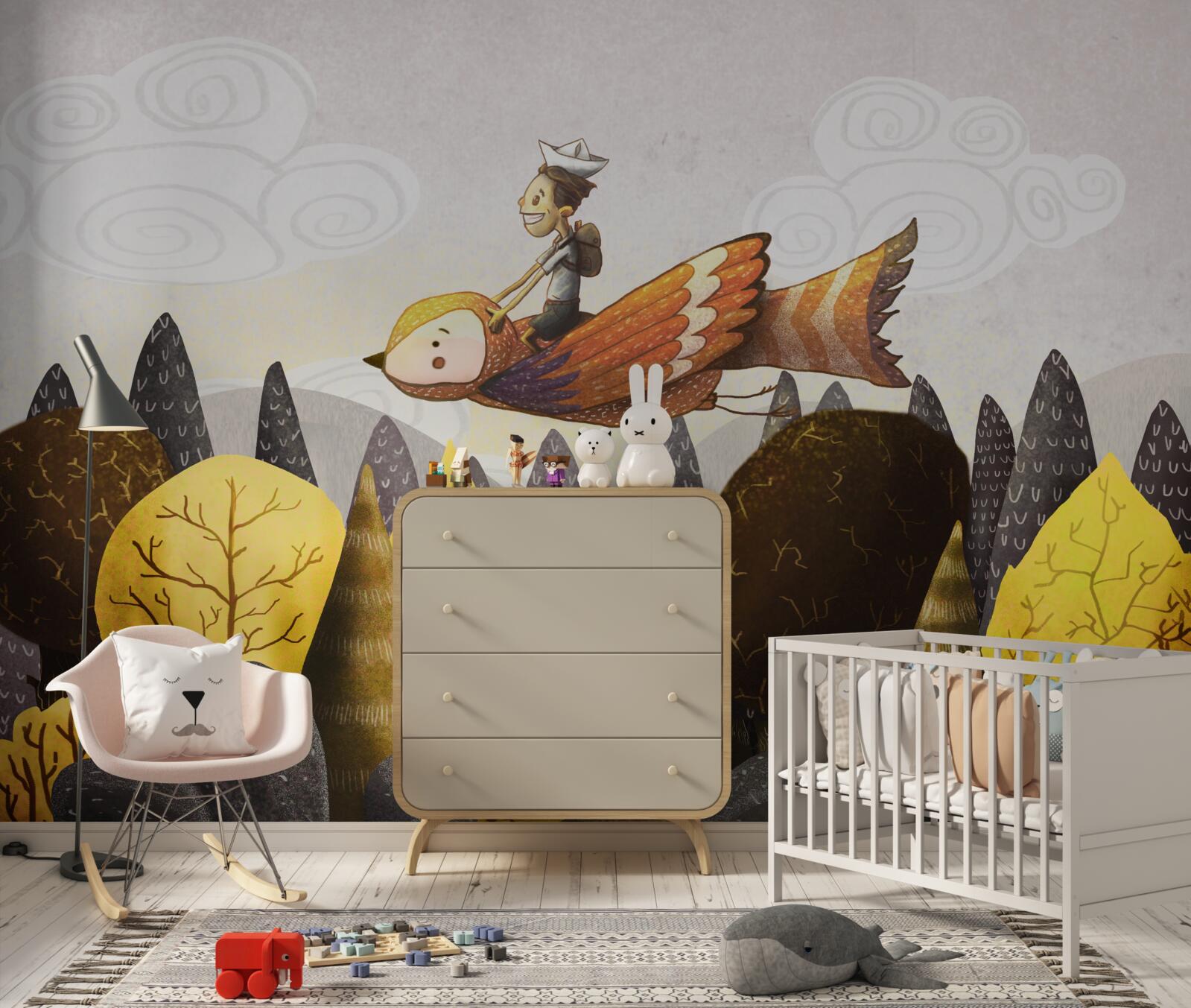 Fototapeta mladý muž jazdí na vtákovi