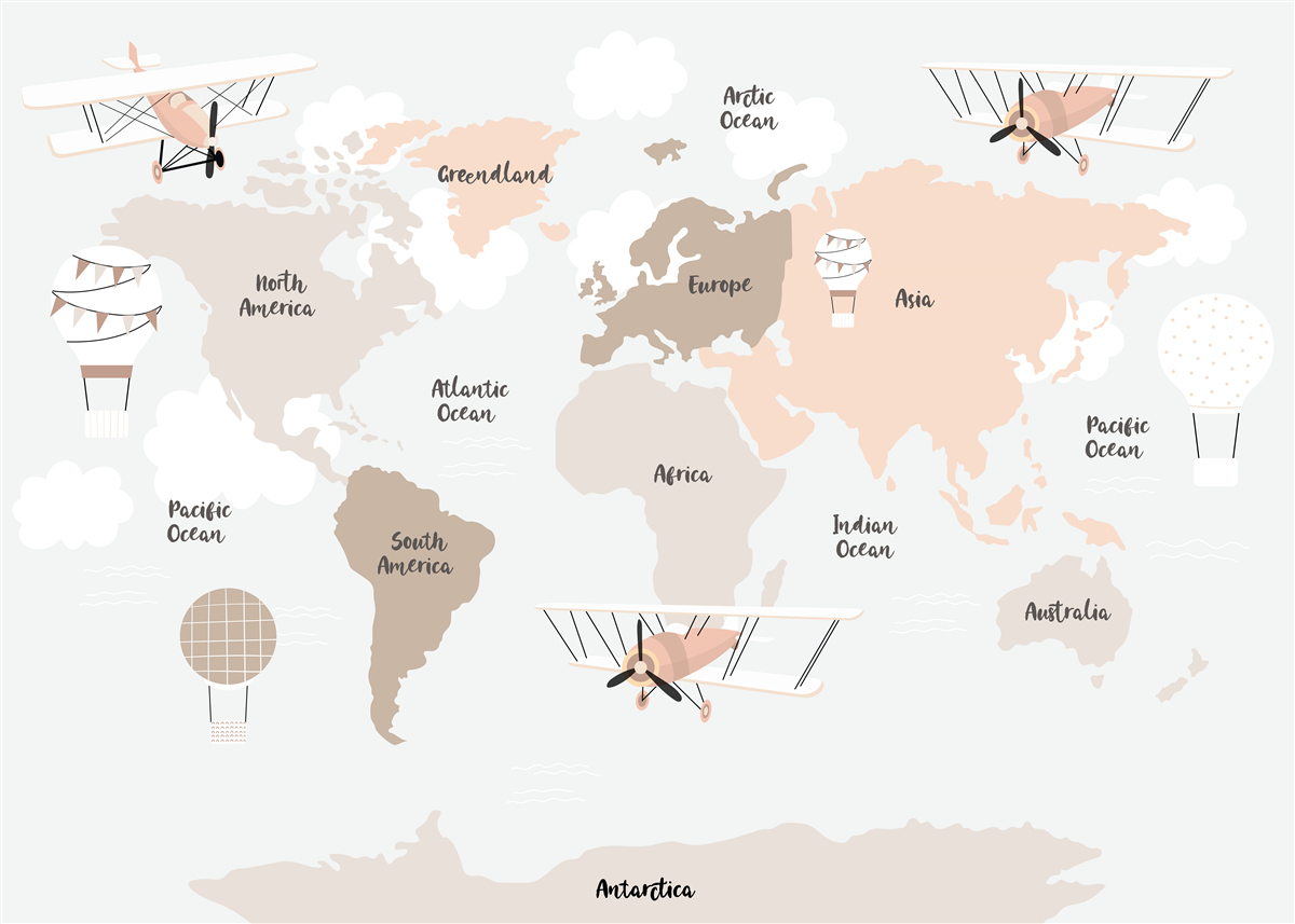 Fototapeta názvy kontinentov na zemeguli
