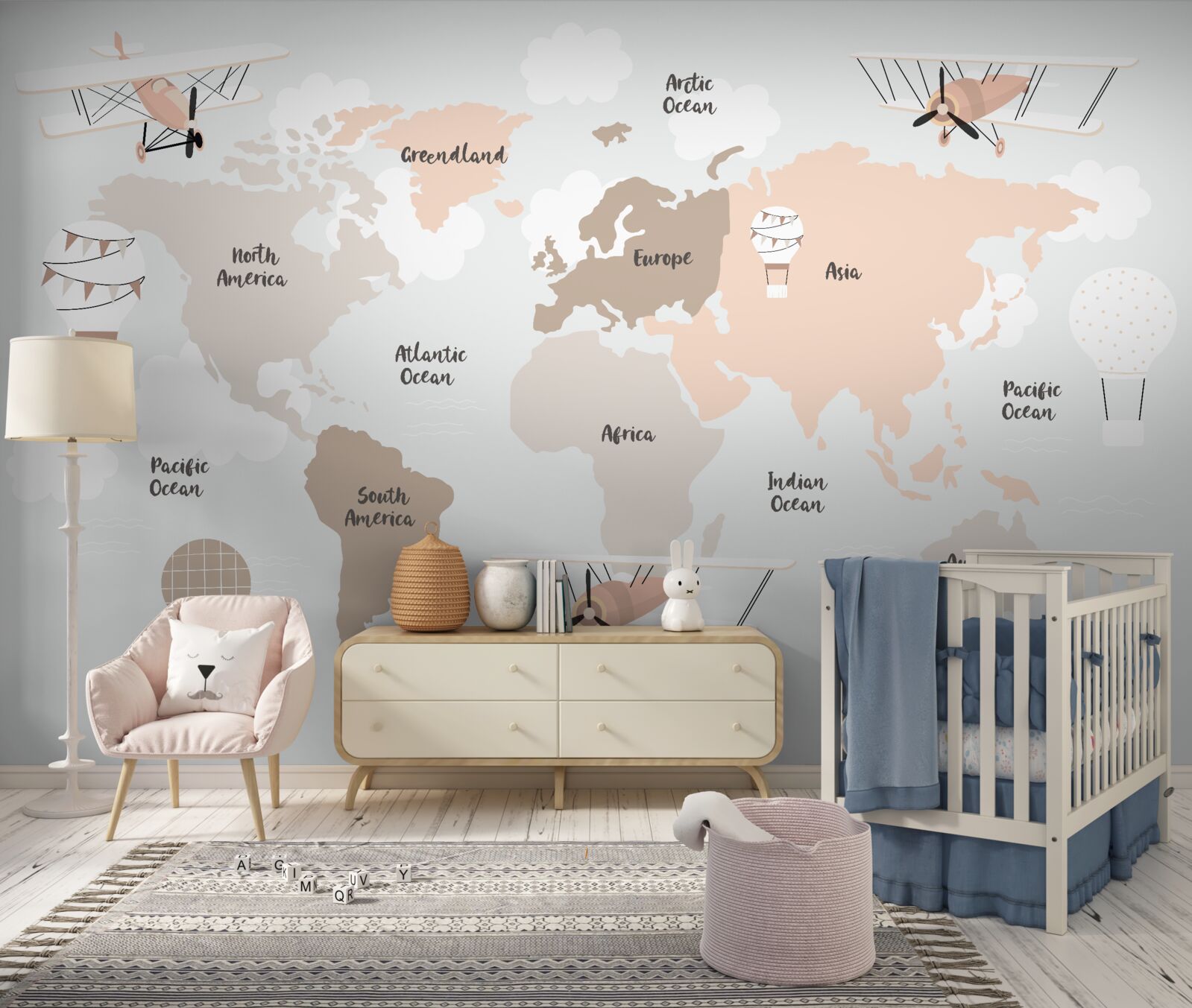 Fototapeta názvy kontinentov na zemeguli