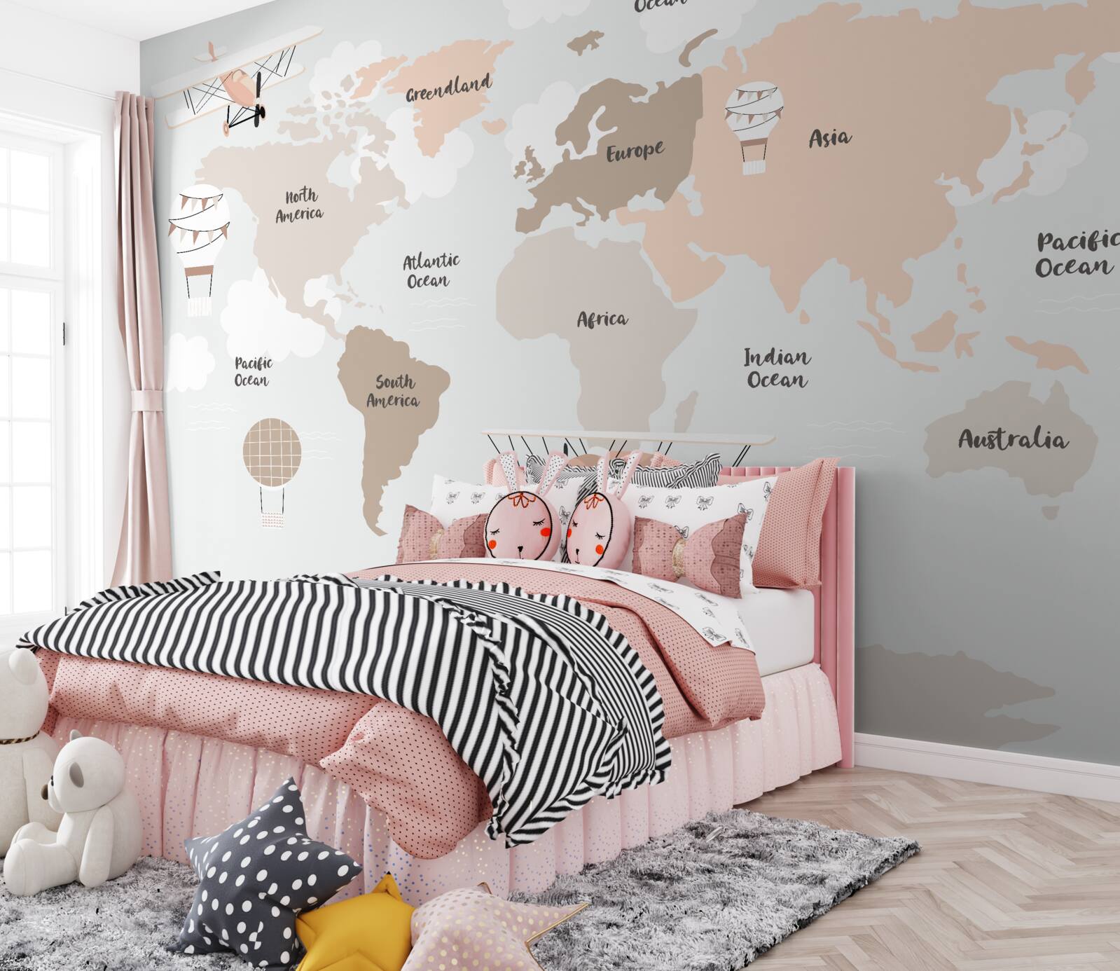 Fototapeta názvy kontinentov na zemeguli