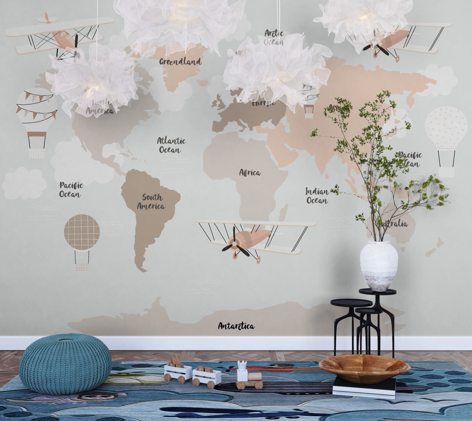 Fototapeta názvy kontinentov na zemeguli