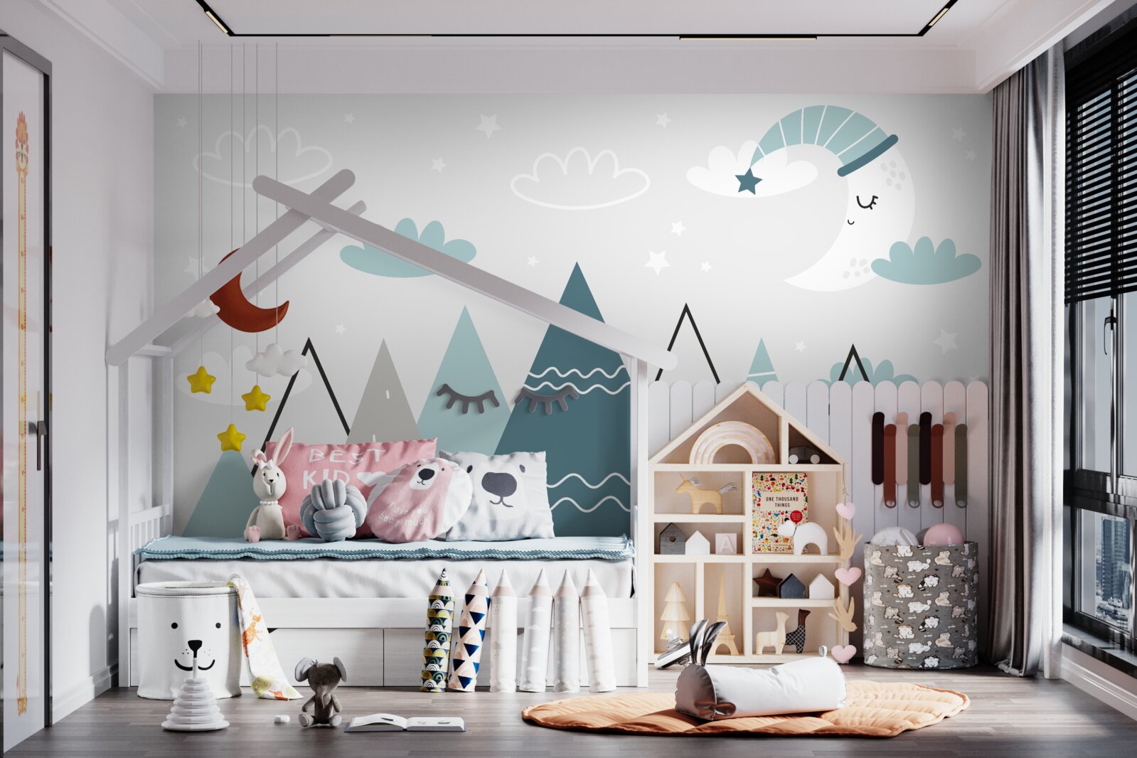 Fototapeta hory a mesiac zaspia